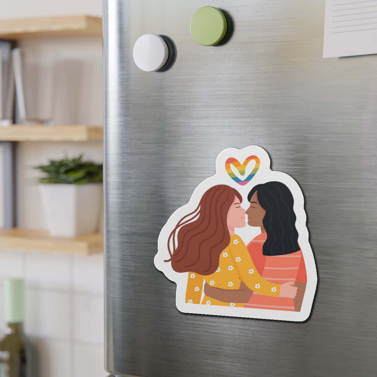 Hand Drawn Affectionate Lesbian Kiss (1) Die Cut Magnets - Image 15