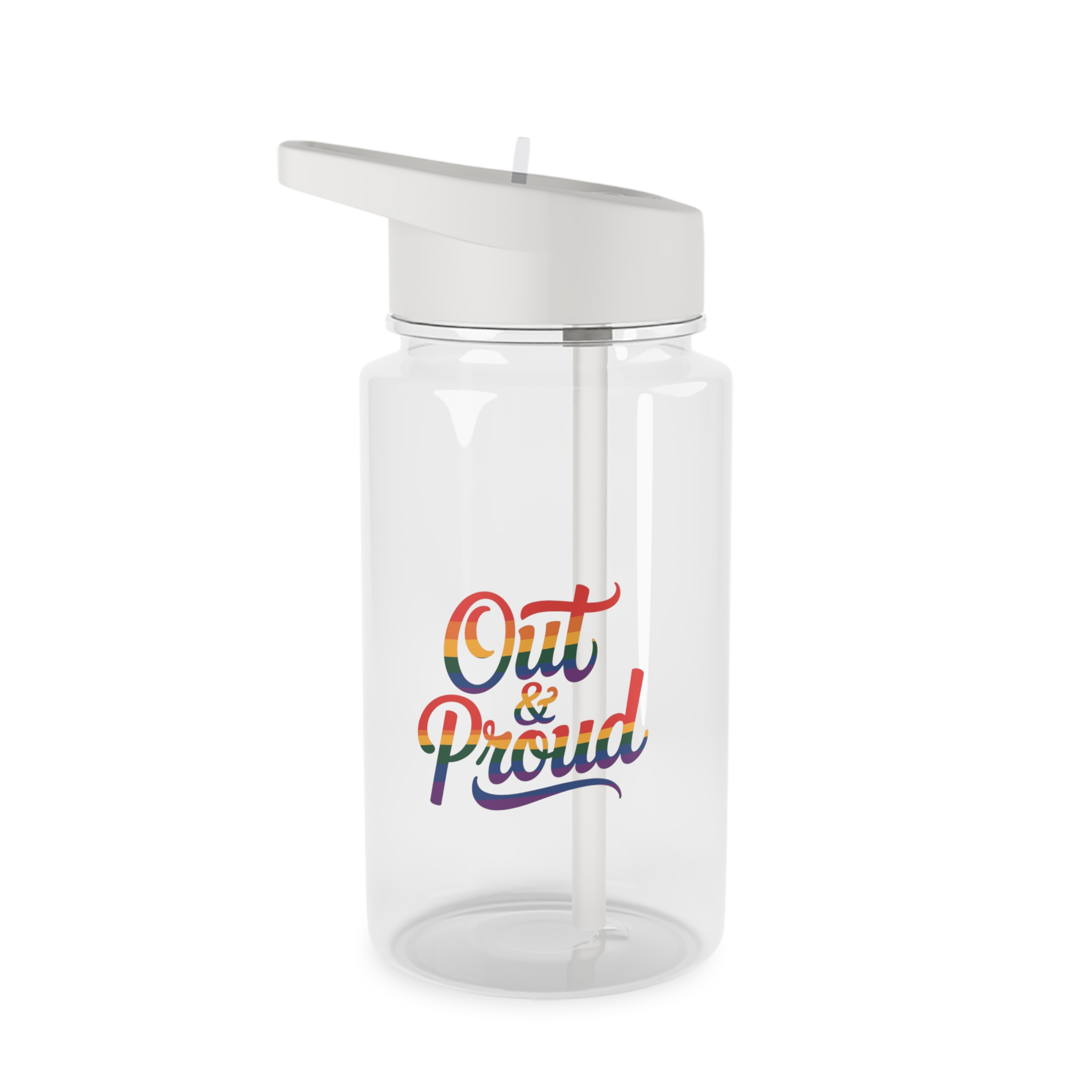 Out Proud T Shirt Design Isolated White Background Tritan Water Bottle