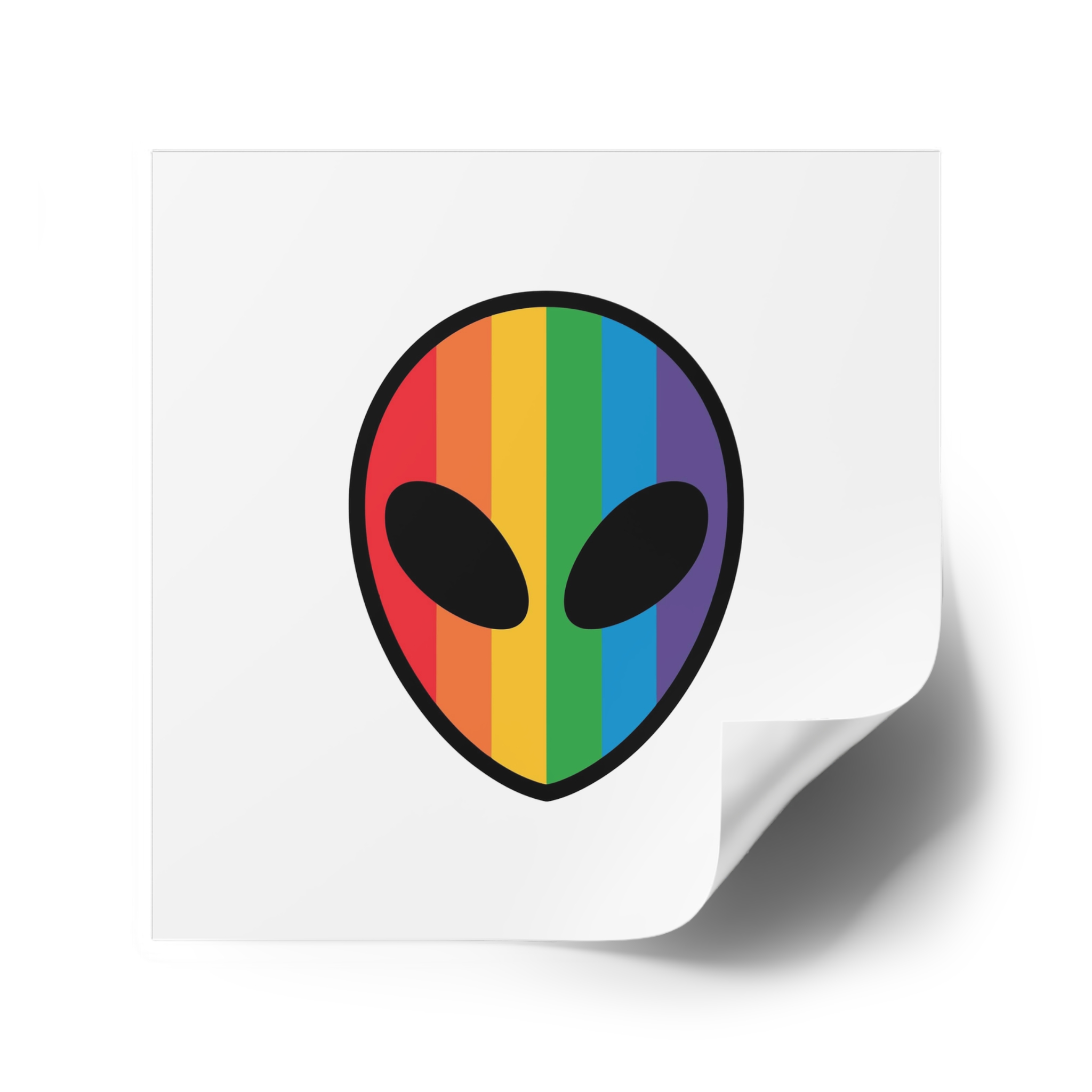 Rainbow Alien Head Lgbt Pride Illustration Laminate Stickers Square - Image 42