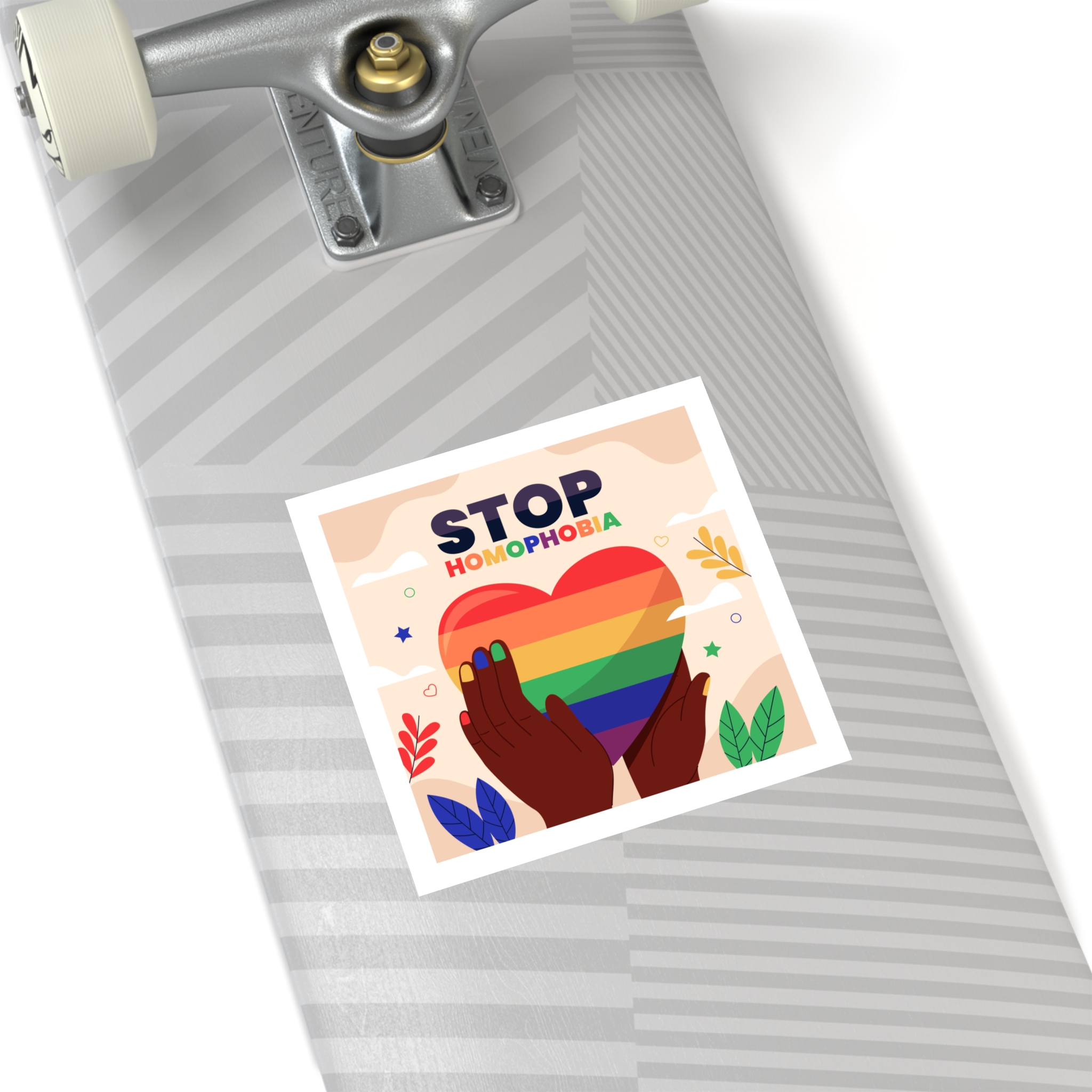 Hand Drawn Stop Homophobia Message Illustrated Laminate Stickers Square - Image 48