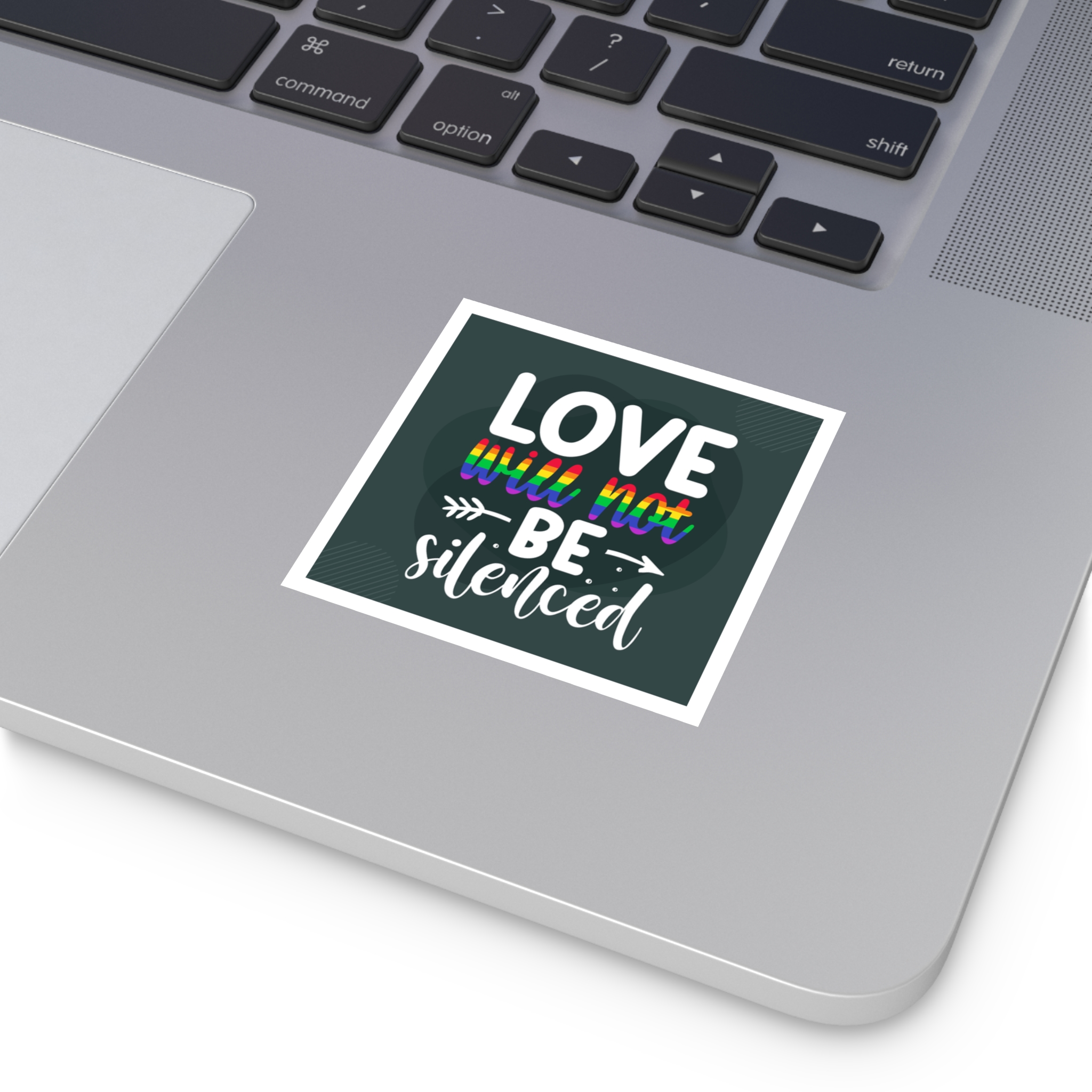Love Will Be Silenced Premium Gay Pride Lettering Vector Design Laminate Stickers Square - Image 3