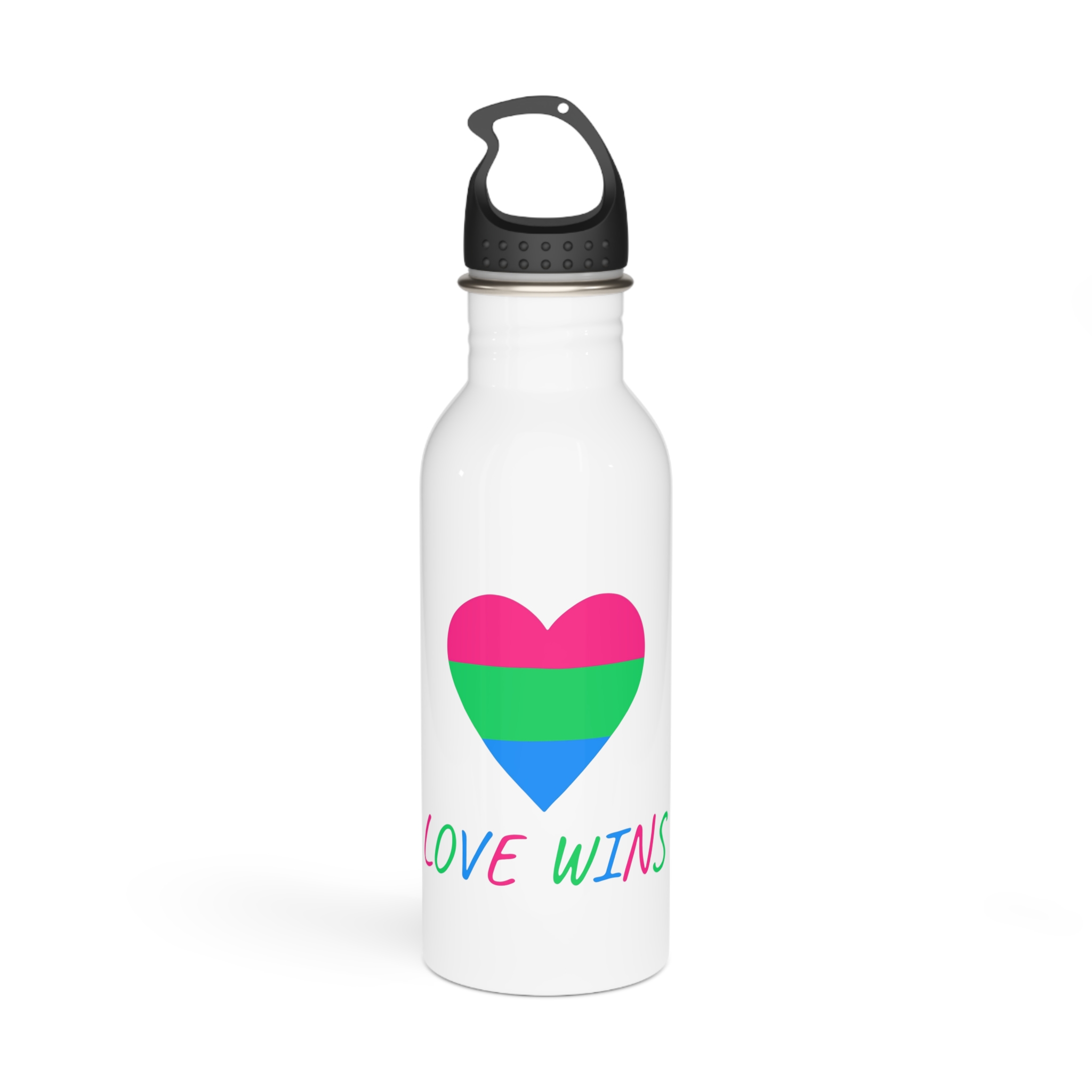 Colorful Heart Shape Polysexual Pride Flag Happy Pride Day Lgbtqia Community Pride Month Vector Hand Drawn Doodle Posters Stickers Logo Cards Stainless Steel Water Bottle