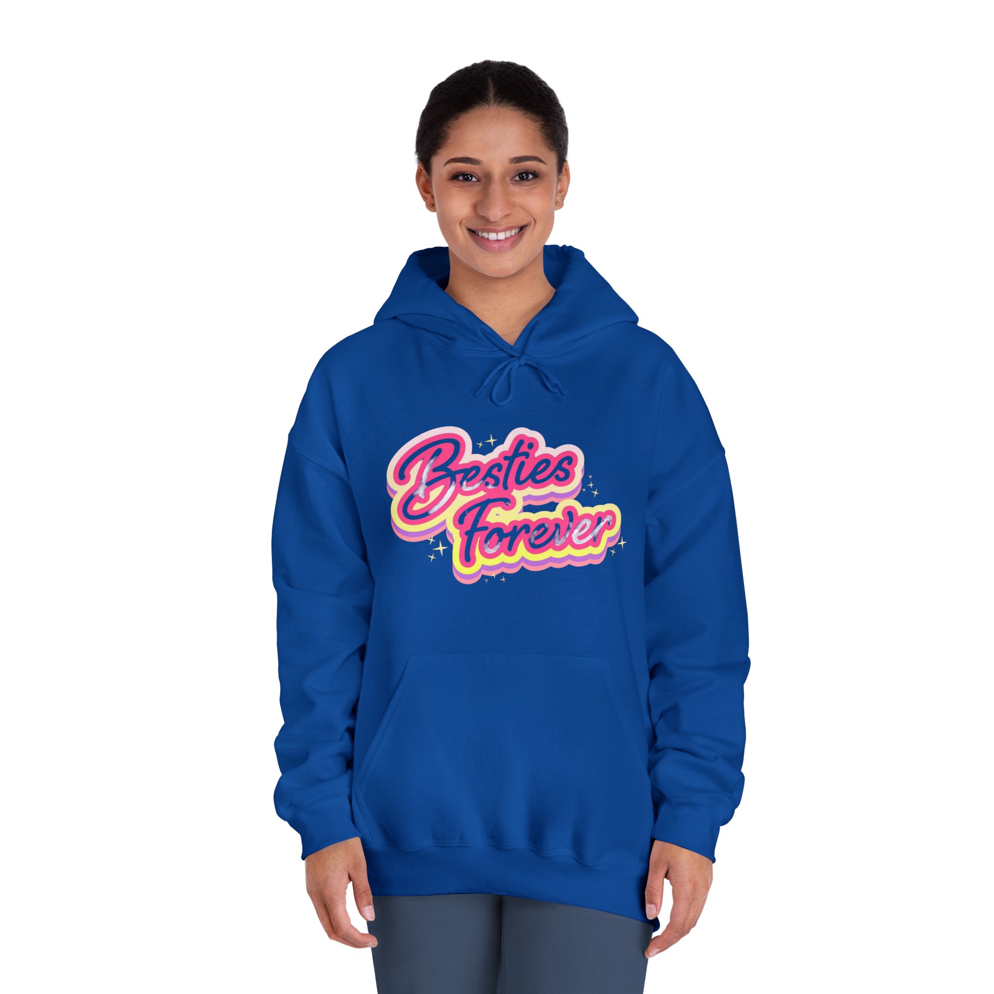 Pink Besties Forever Lettering Logo Unisex Dryblend Hooded Sweatshirt - Image 28