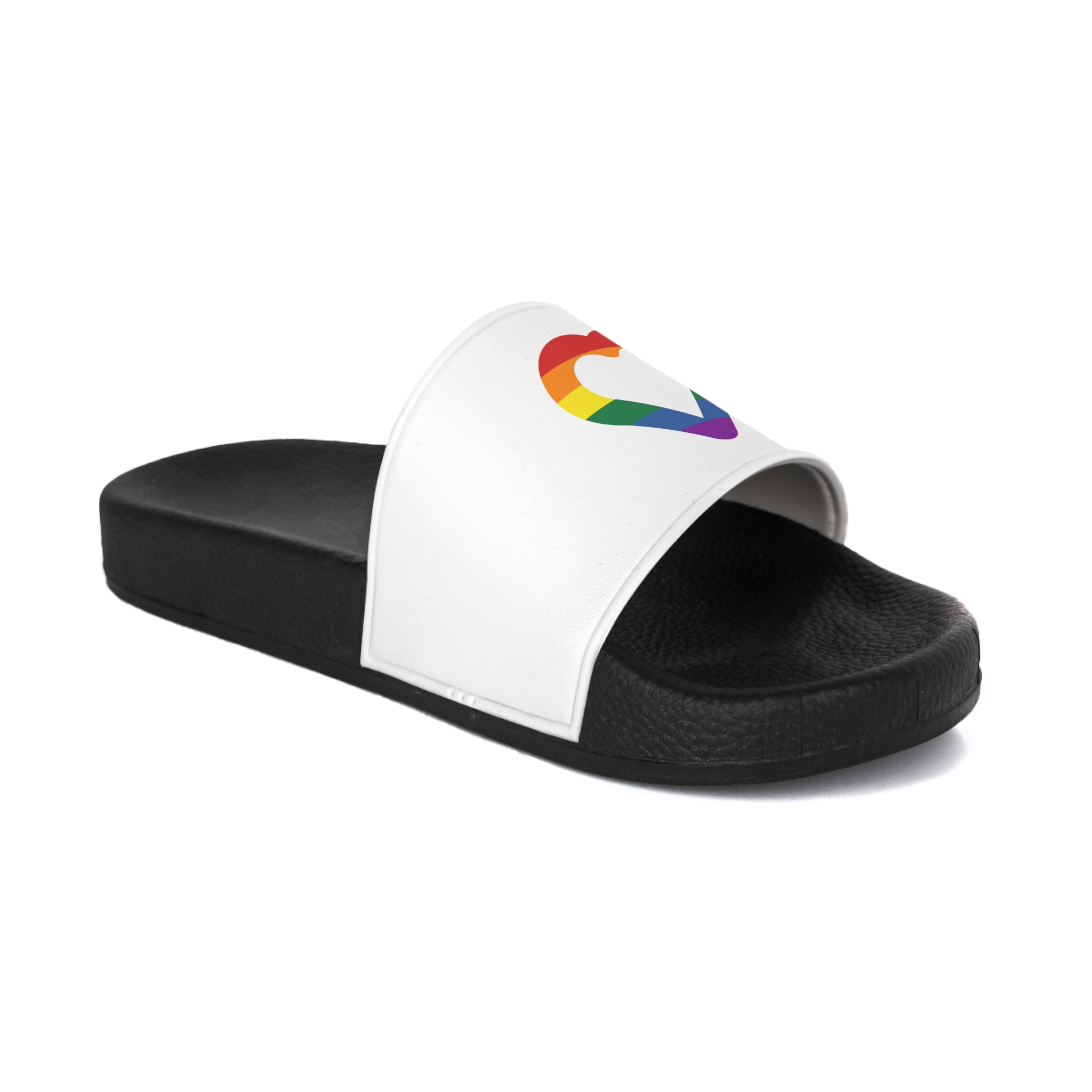 Pride Flag Heart Shape Icon Isolated White Background Lgbt Love Modern Sign Vector Illustration Mens Slide Sandals - Image 2