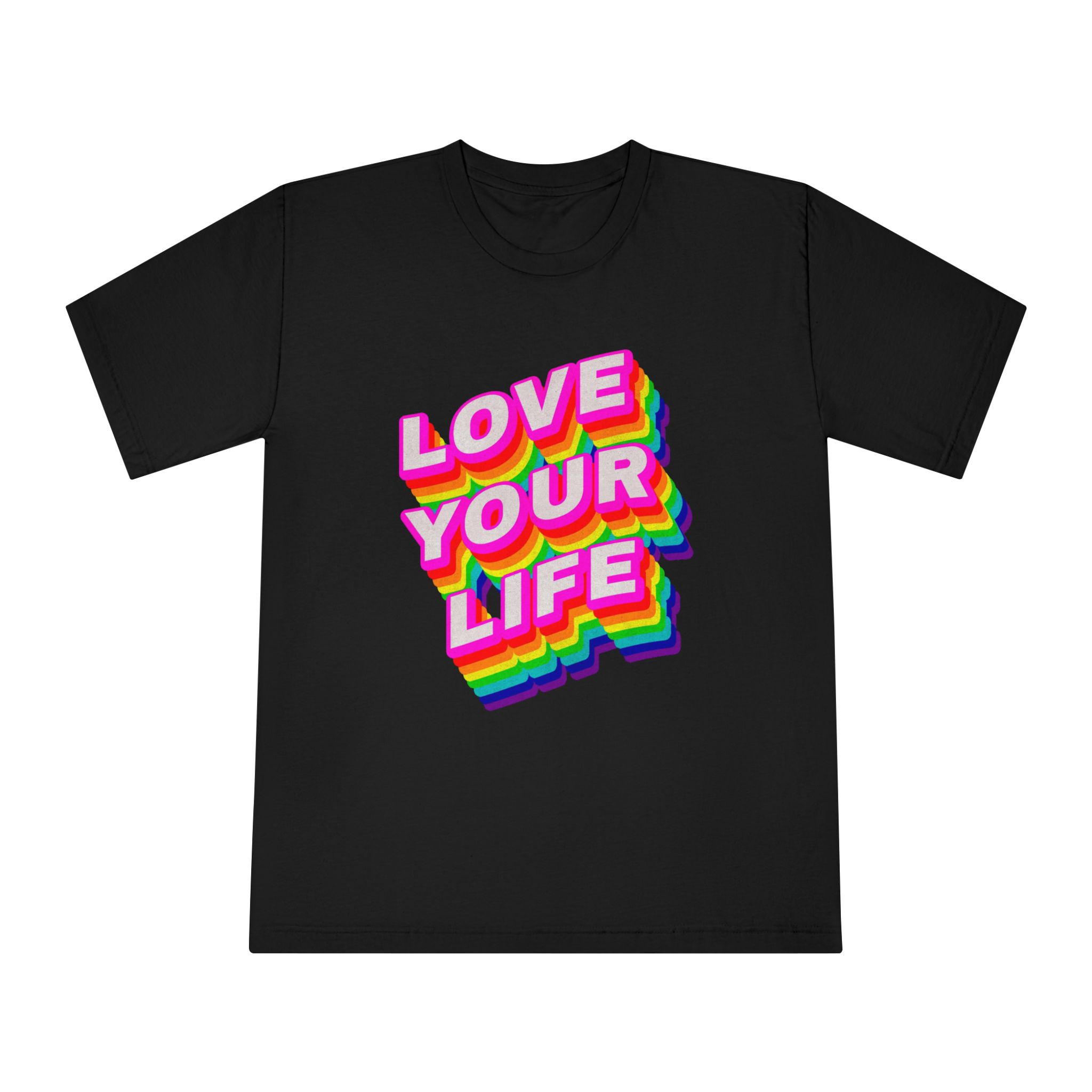 Rainbow Word Love Your Life Typography Design Element - Unisex Classic Crewneck T Shirt - Image 5