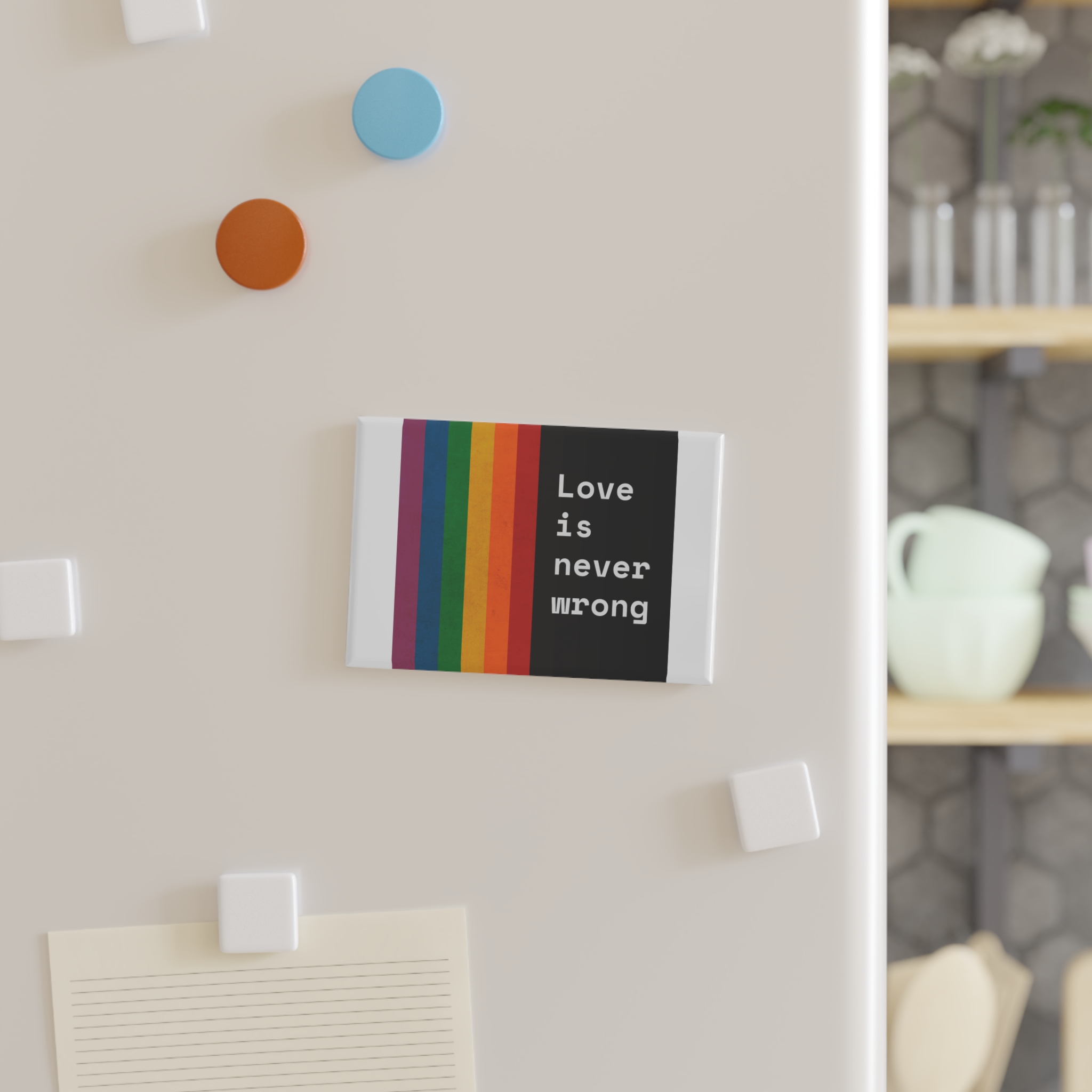 Rainbow With Love Is Never Wrong Concept Pride Month Button Magnet Rectangle 1 And 10 Pcs - Image 3