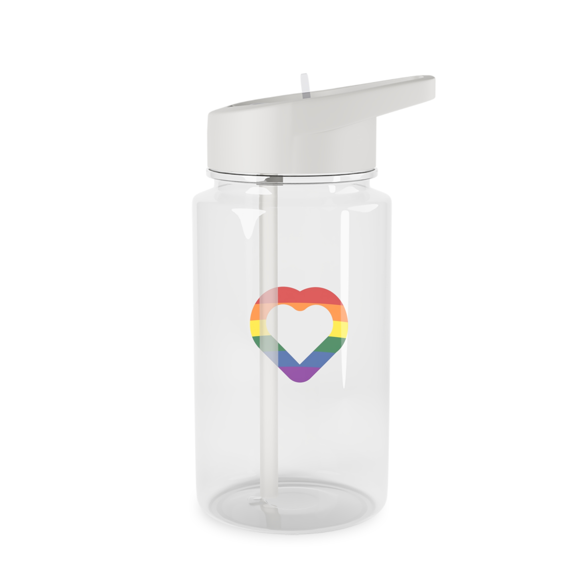 Pride Flag Heart Shape Icon Isolated White Background Lgbt Love Modern Sign Vector Illustration Tritan Water Bottle - Image 2
