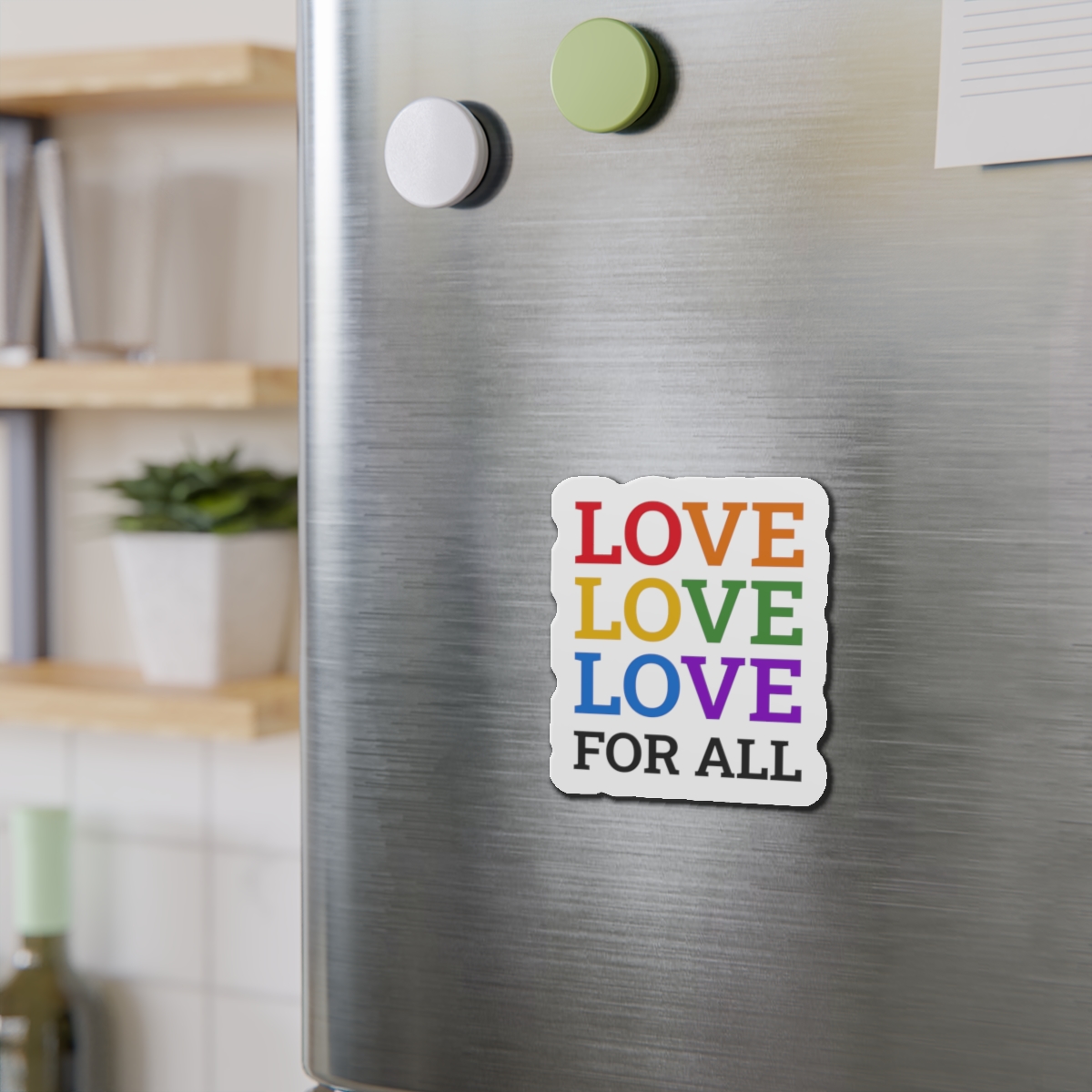Love All Lgbtq Pride Month Positive Quote Rainbow Color Typographic Art White Background Die Cut Magnets - Image 12