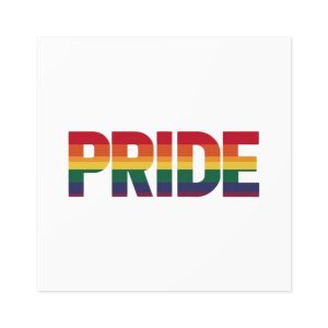 Rainbow Colored Text That Says Rainbow Middle Laminate Stickers Square