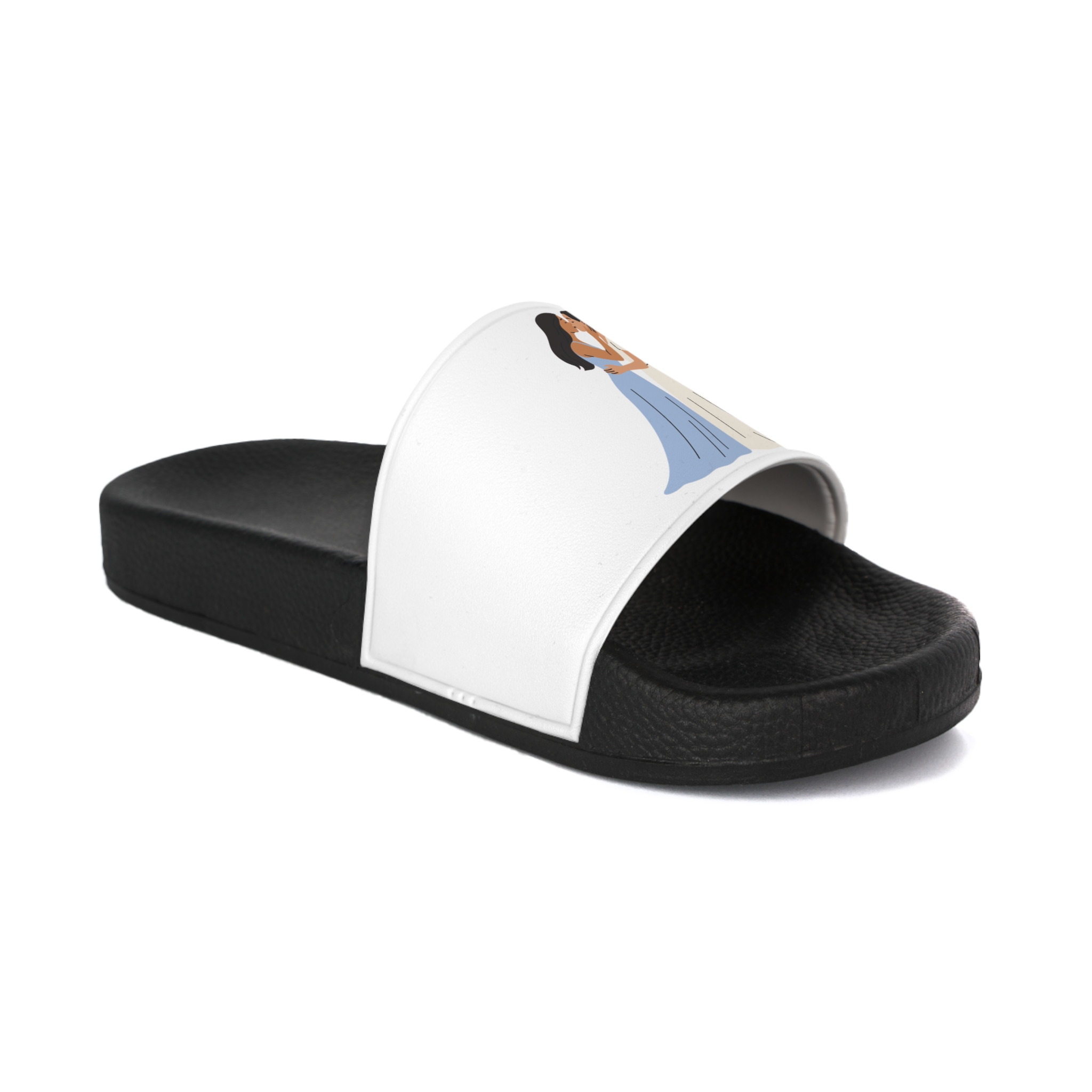 Romantic Lesbian Couple Kissing Wedding Dresses Mens Slide Sandals - Image 2