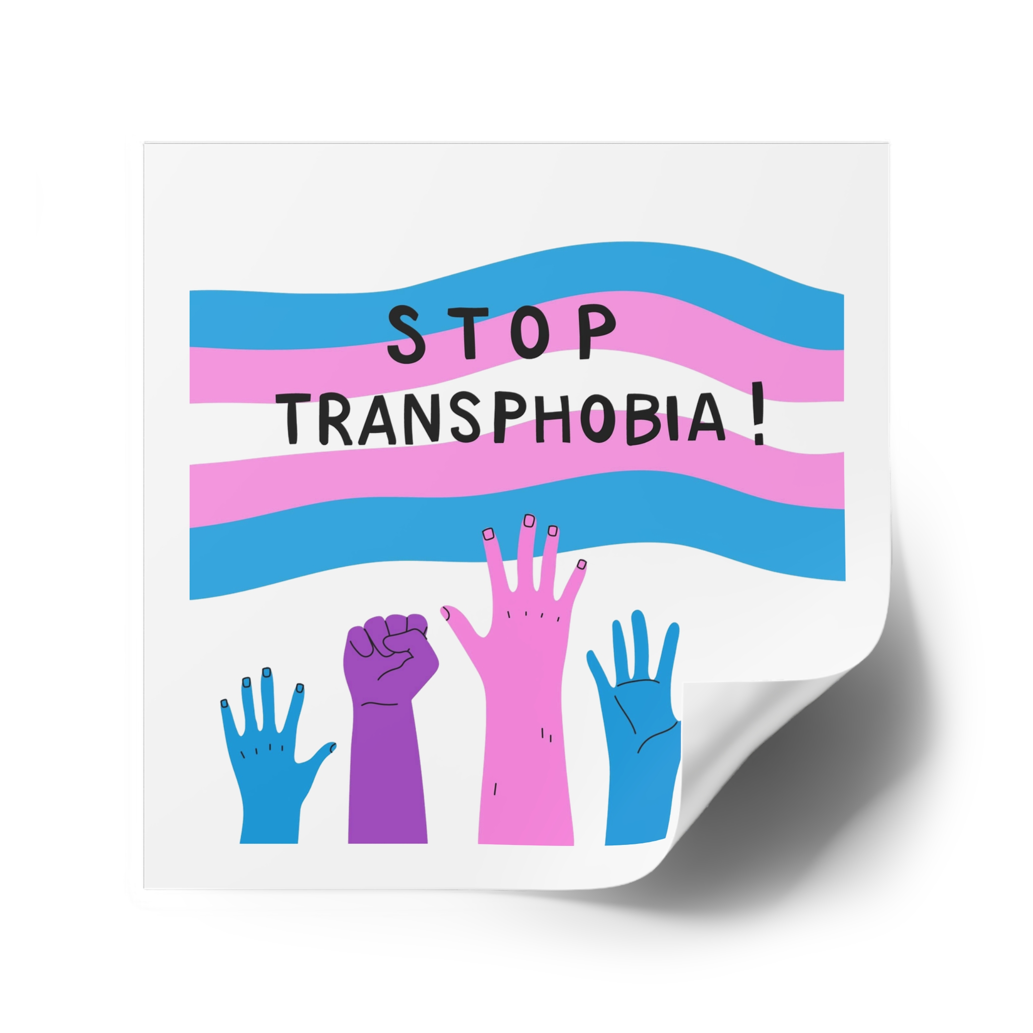 Hand Drawn Stop Transphobia Concept Illustration Laminate Stickers Square - Image 74