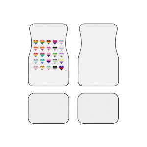Set Colorful Lgbtq Pride Flag Heart Shape Gender Equality Sexual Identity Pride Flags Collection Lgbtqia Community Pride Month Car Mats Set Of 4
