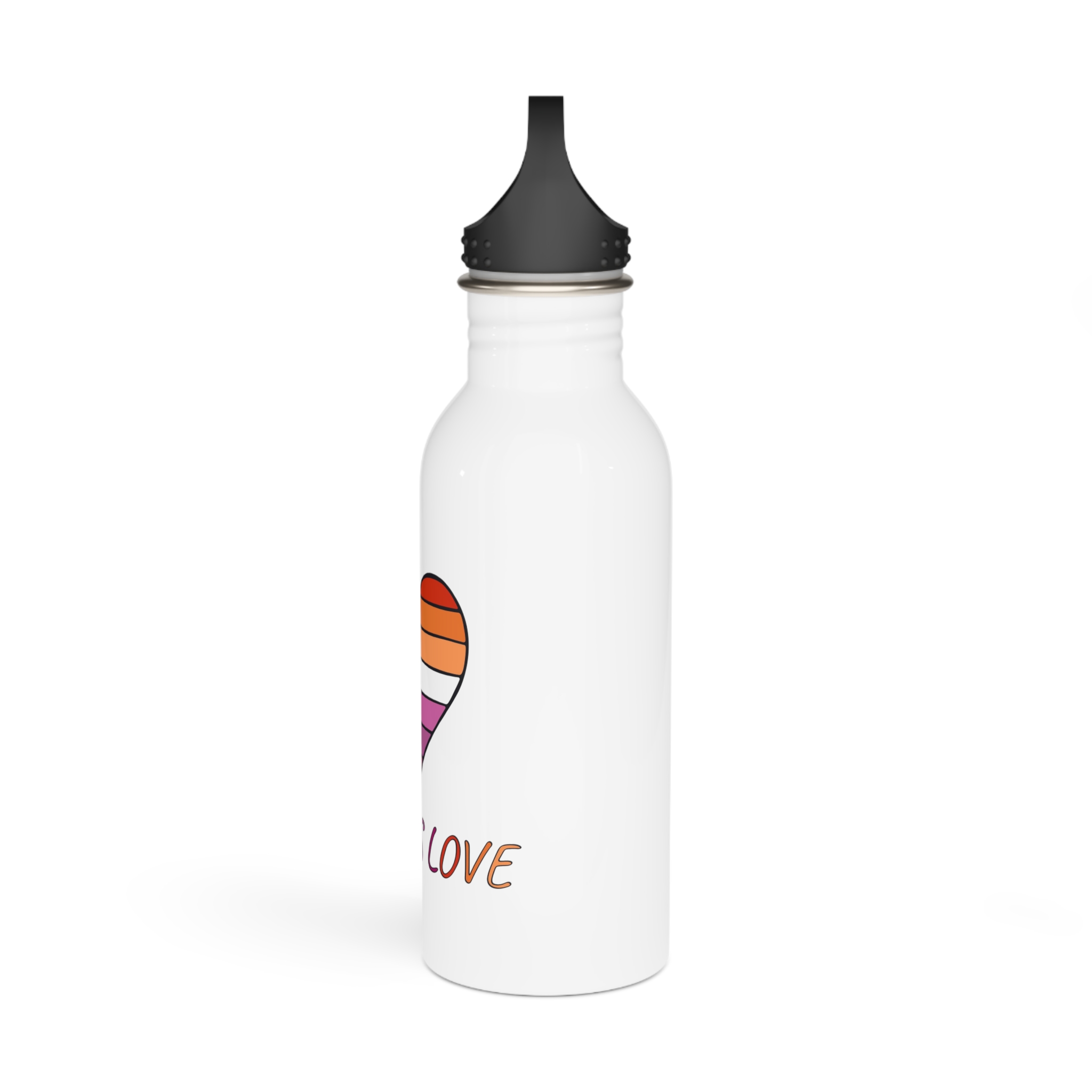 Colorful Heart Shape Lesbian Pride Flag Happy Pride Day Lgbtqia Community Pride Month Vector Hand Drawn Doodle Posters Stickers Logo Cards(1) Stainless Steel Water Bottle - Image 4