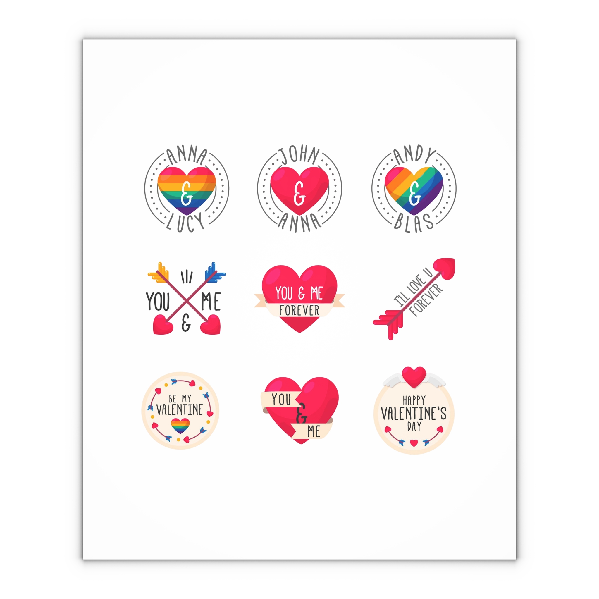 Lgbt Valentine S Day Label Collection Gift Wrapping Paper Sheets 1pc - Image 4