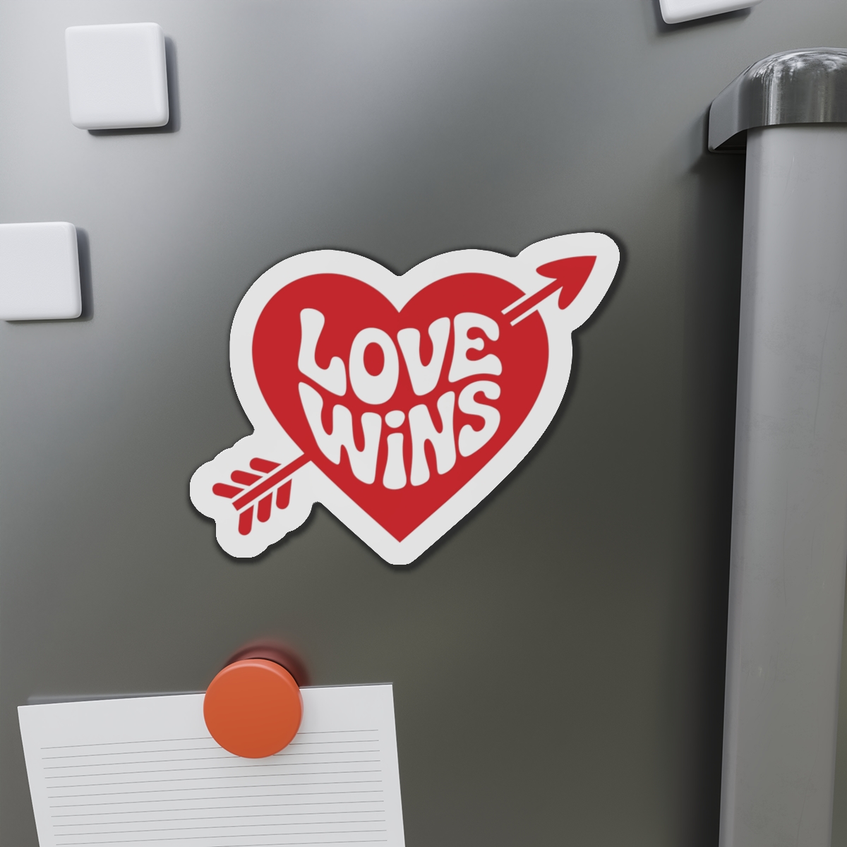 Love Wins Inscription Red Heart Pierced With Cupid39s Arrow Transparent Background Die Cut Magnets - Image 14