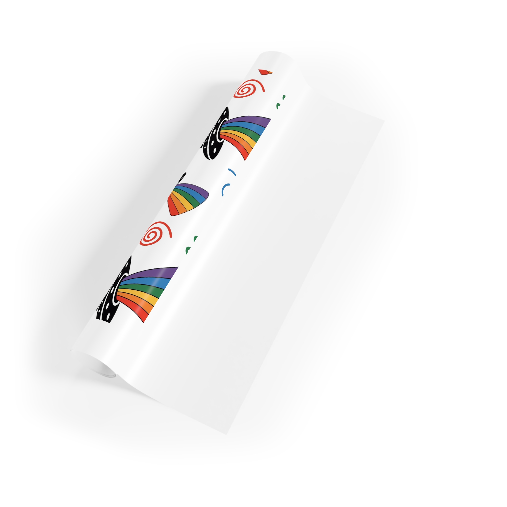 Seamless Pattern Ufo With Rainbow Beam Doodles Gift Wrapping Paper Rolls 1pc - Image 3