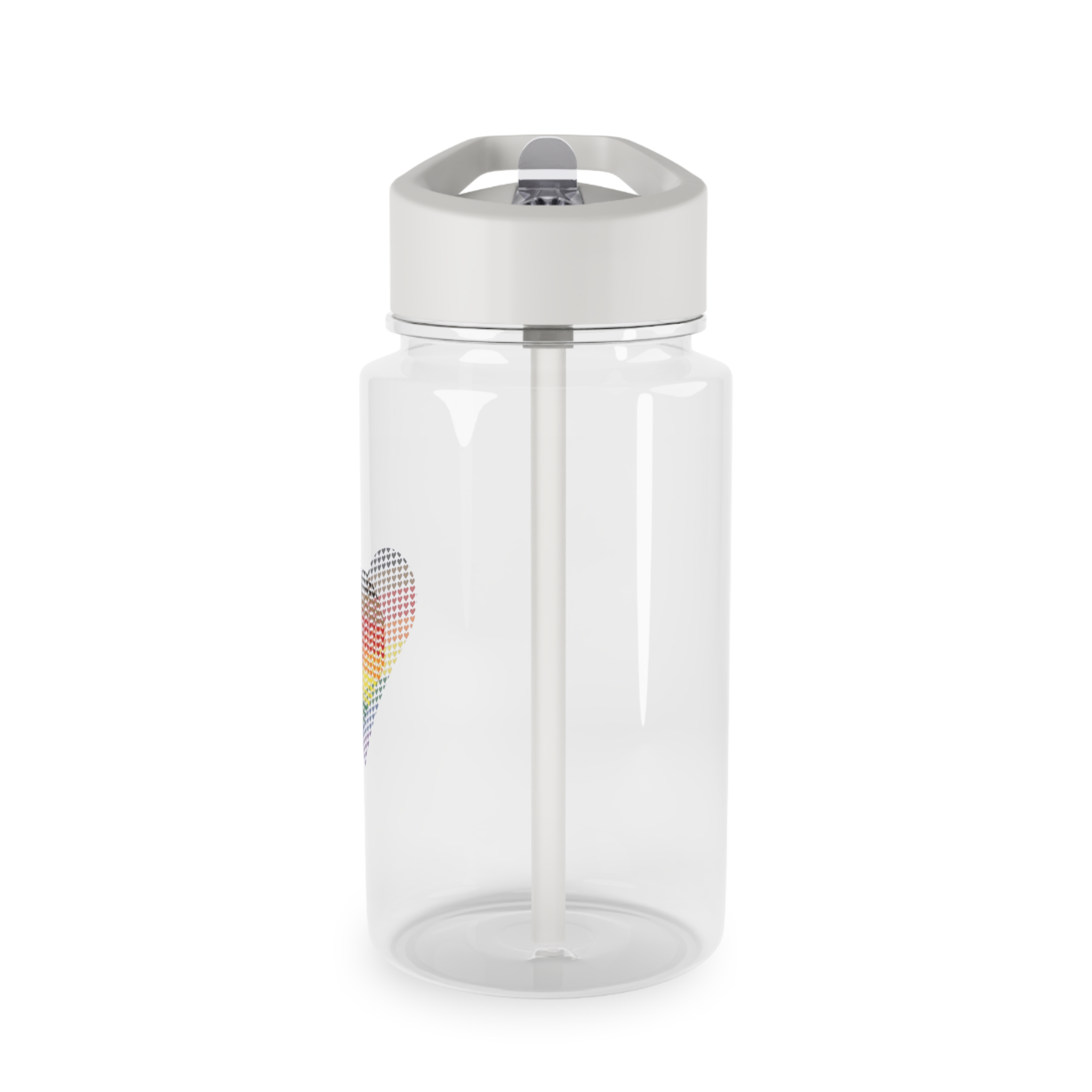 Pride Flag Heart Shape Icon With Heart Pattern Inside Heart Symbol With Black Brown Stripes Tritan Water Bottle - Image 3