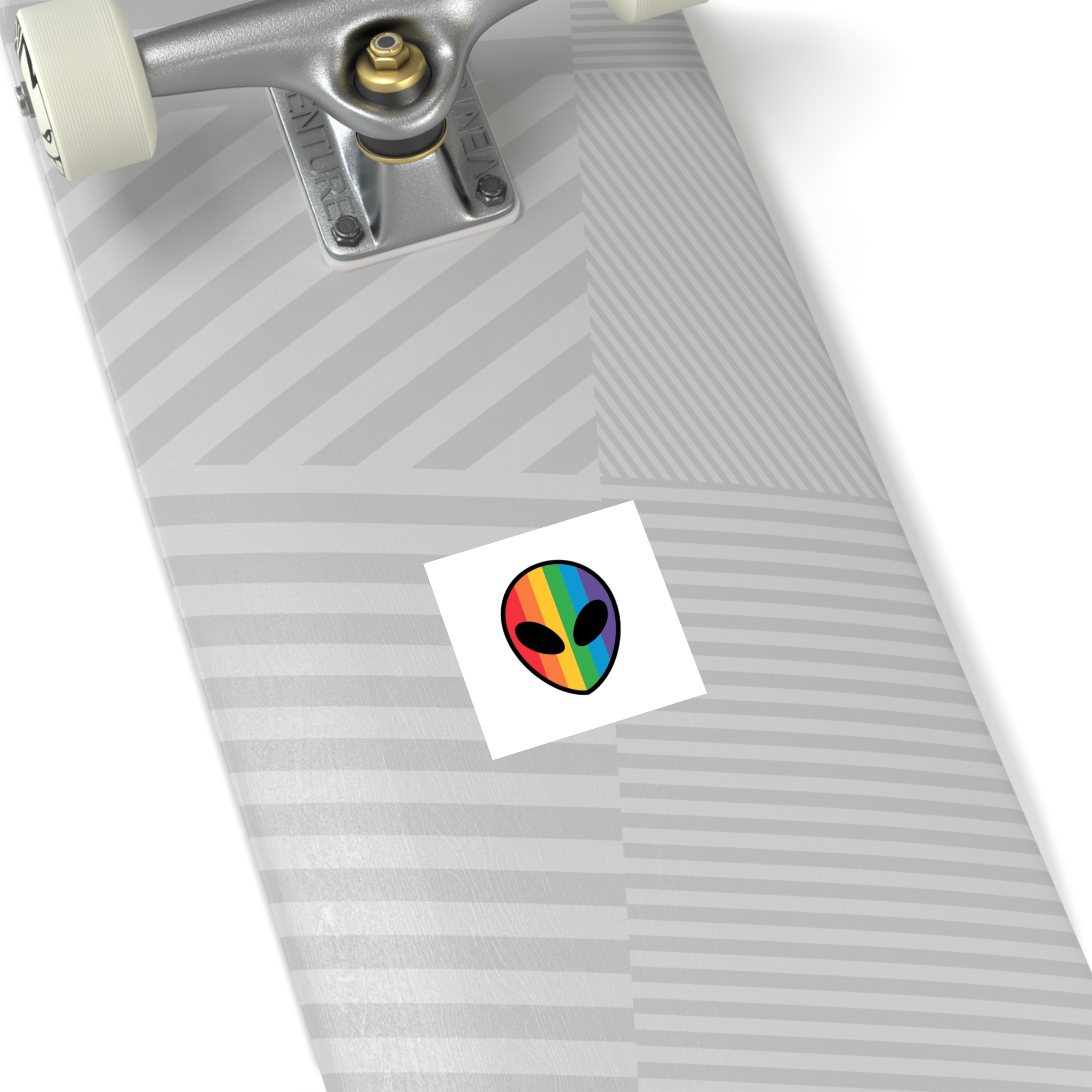 Rainbow Alien Head Lgbt Pride Illustration Laminate Stickers Square - Image 12