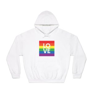 Love Lgbt Squere White Unisex Dryblend Hooded Sweatshirt