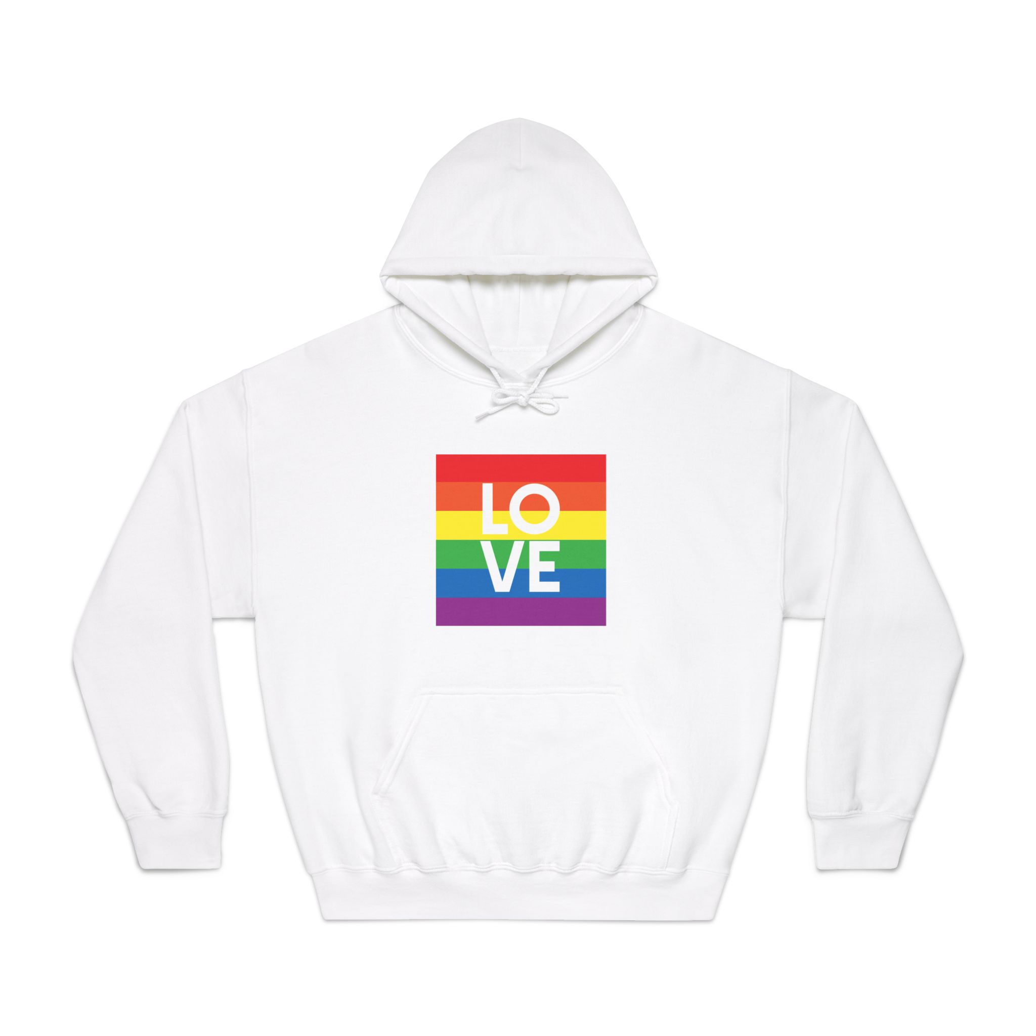 Love Lgbt Squere White Unisex Dryblend Hooded Sweatshirt