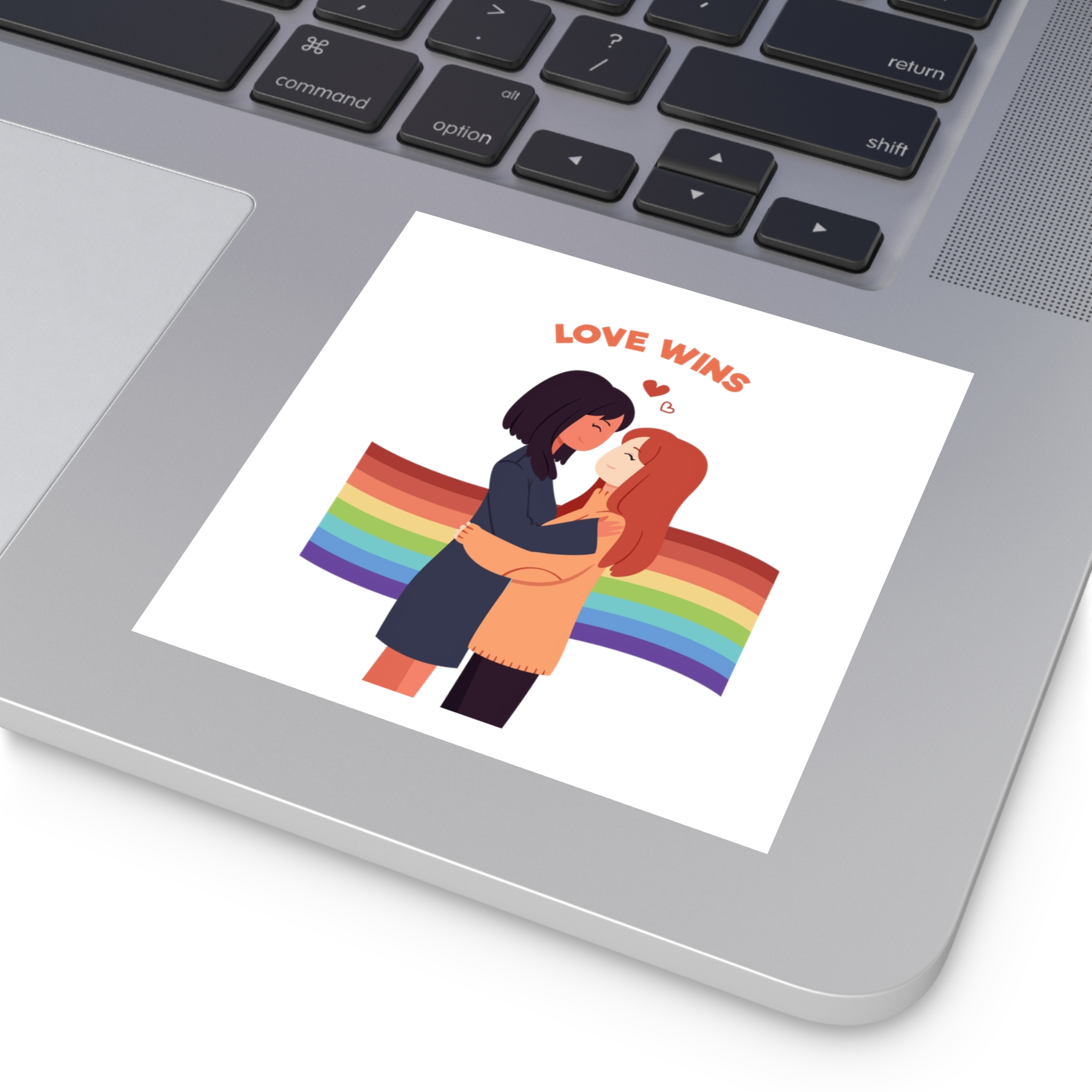 Pride Day People With Women Laminate Stickers Square - Image 27