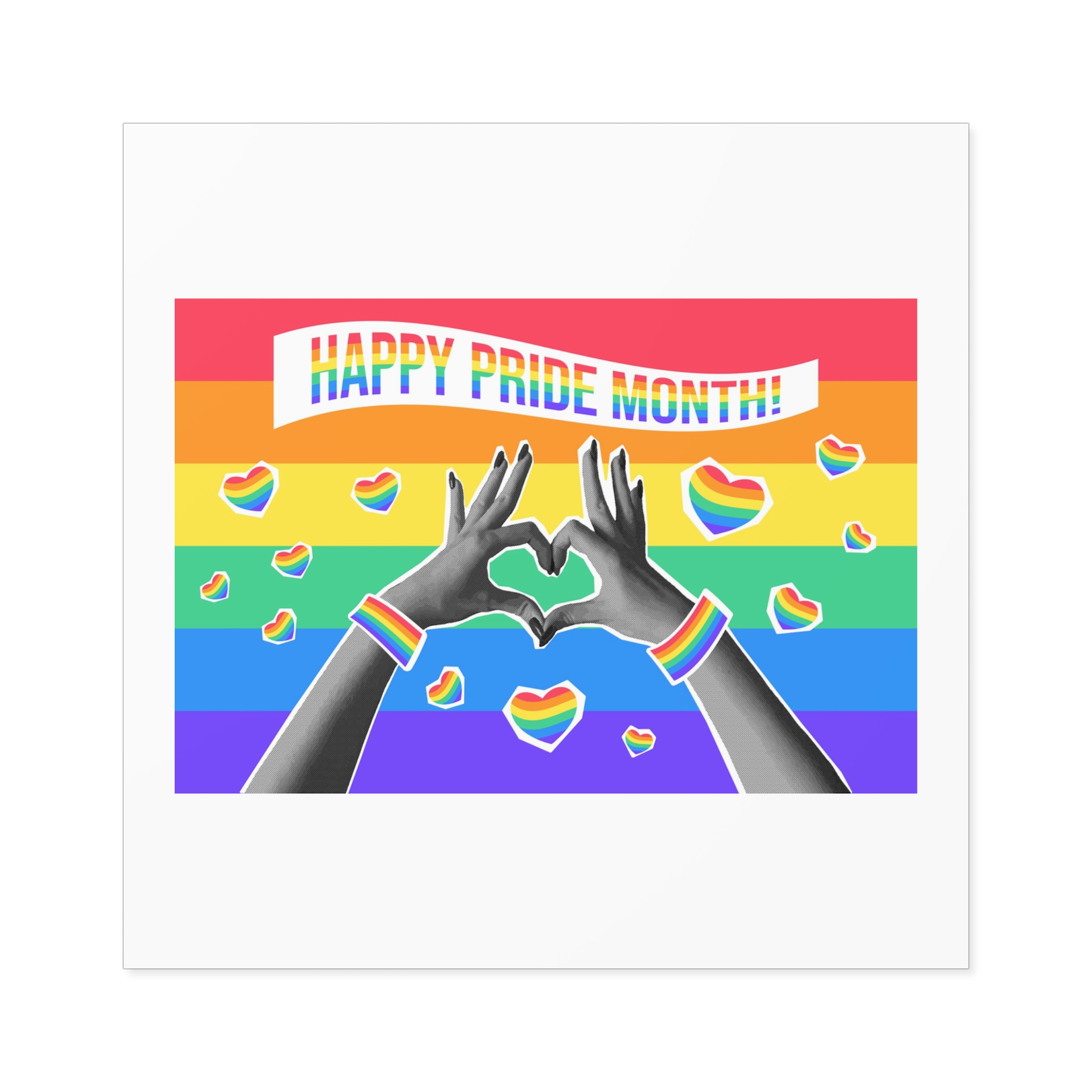 Lgbtq Pride Month Card Y2k Style Trendy Retro Collage Halftone Hands Laminate Stickers Square - Image 73