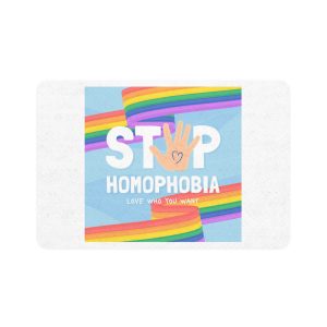Hand Drawn Stop Homophobia Message Illustrated(1) Pet Food Mat 12x18