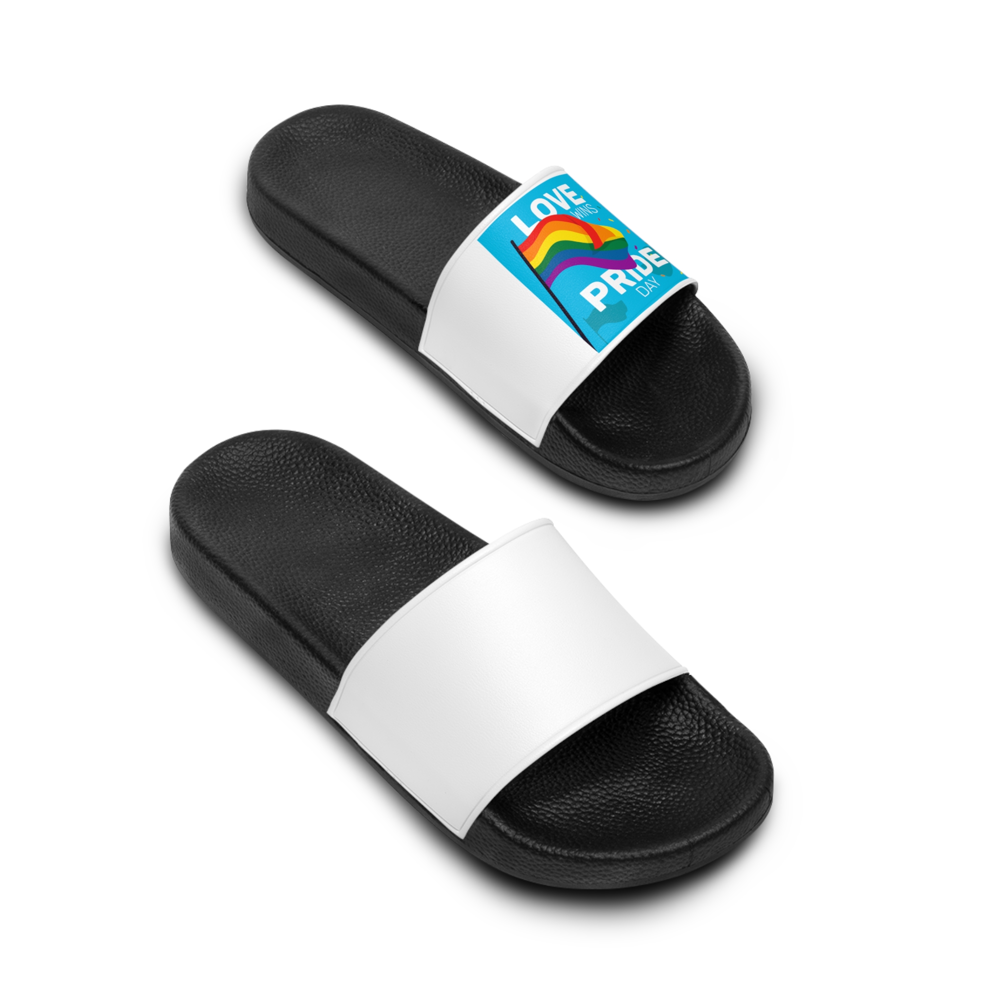 Pride Day Event With Rainbow Flag Mens Slide Sandals - Image 4