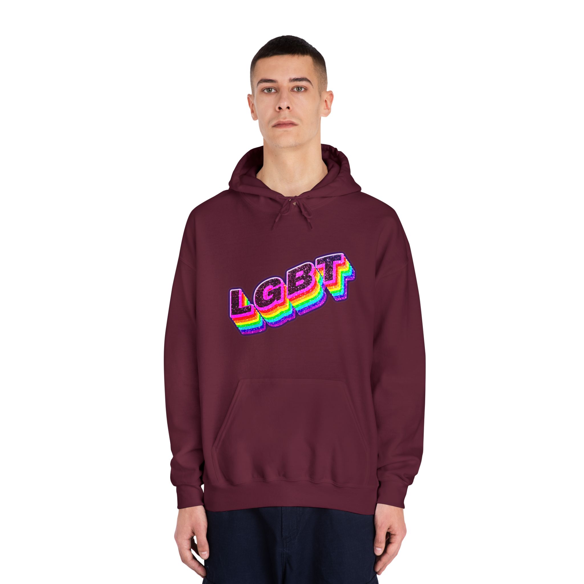 Png Word Lgbt Rainbow Typography Unisex Dryblend Hooded Sweatshirt - Image 19