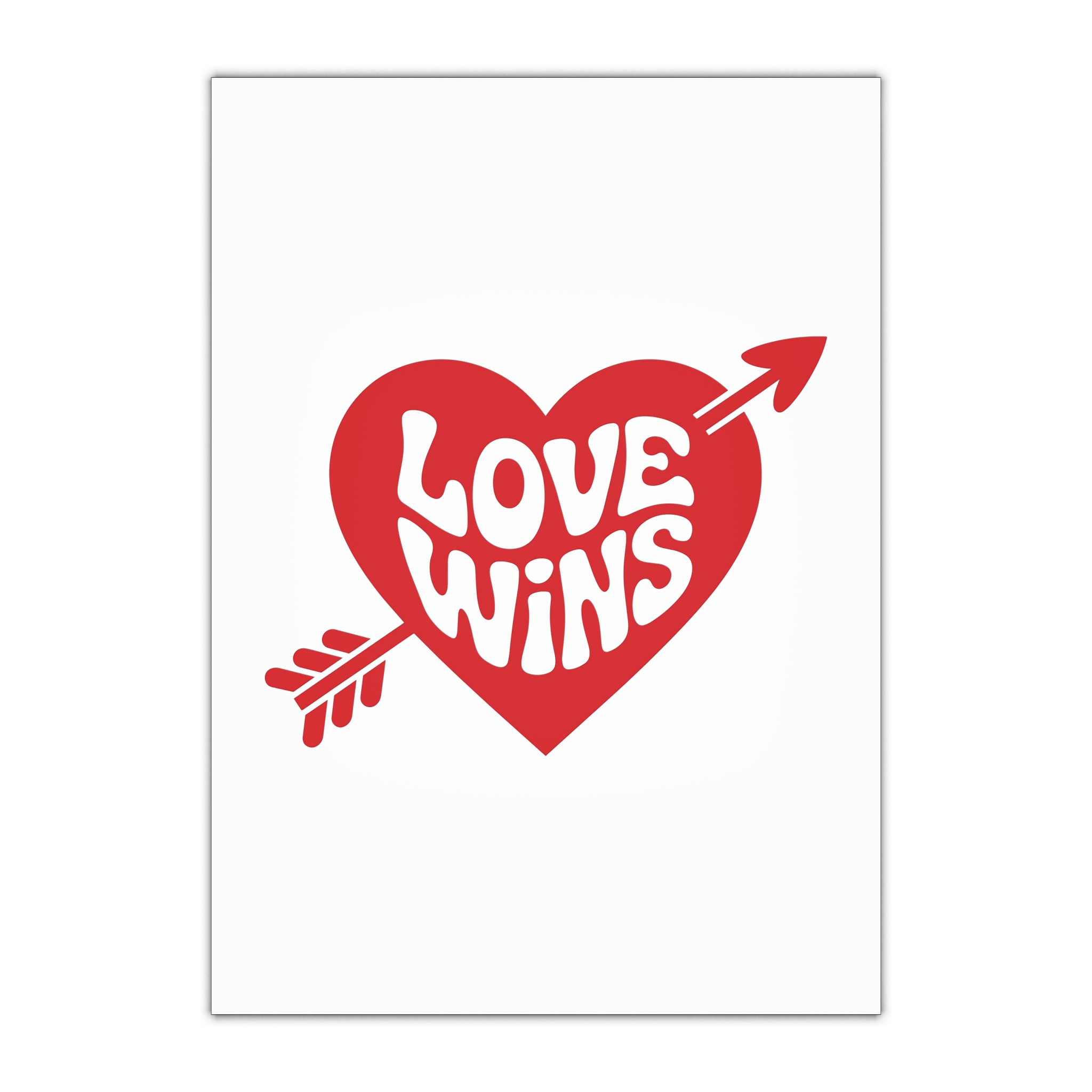 Love Wins Inscription Red Heart Pierced With Cupid39s Arrow Transparent Background Gift Wrapping Paper Sheets 1pc