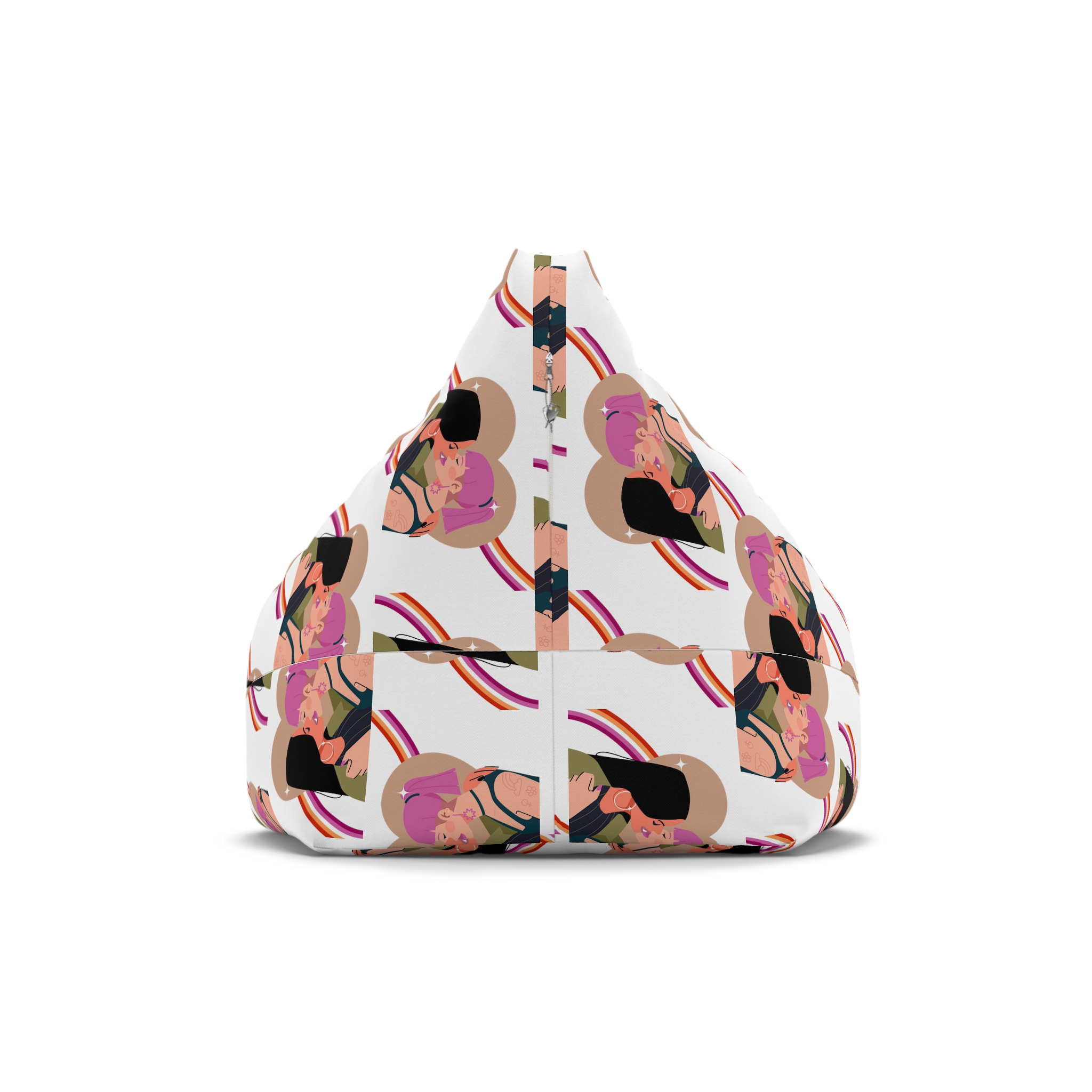 Hand Drawn Lesbian Kiss Bean Bag Chair Cover - Image 2