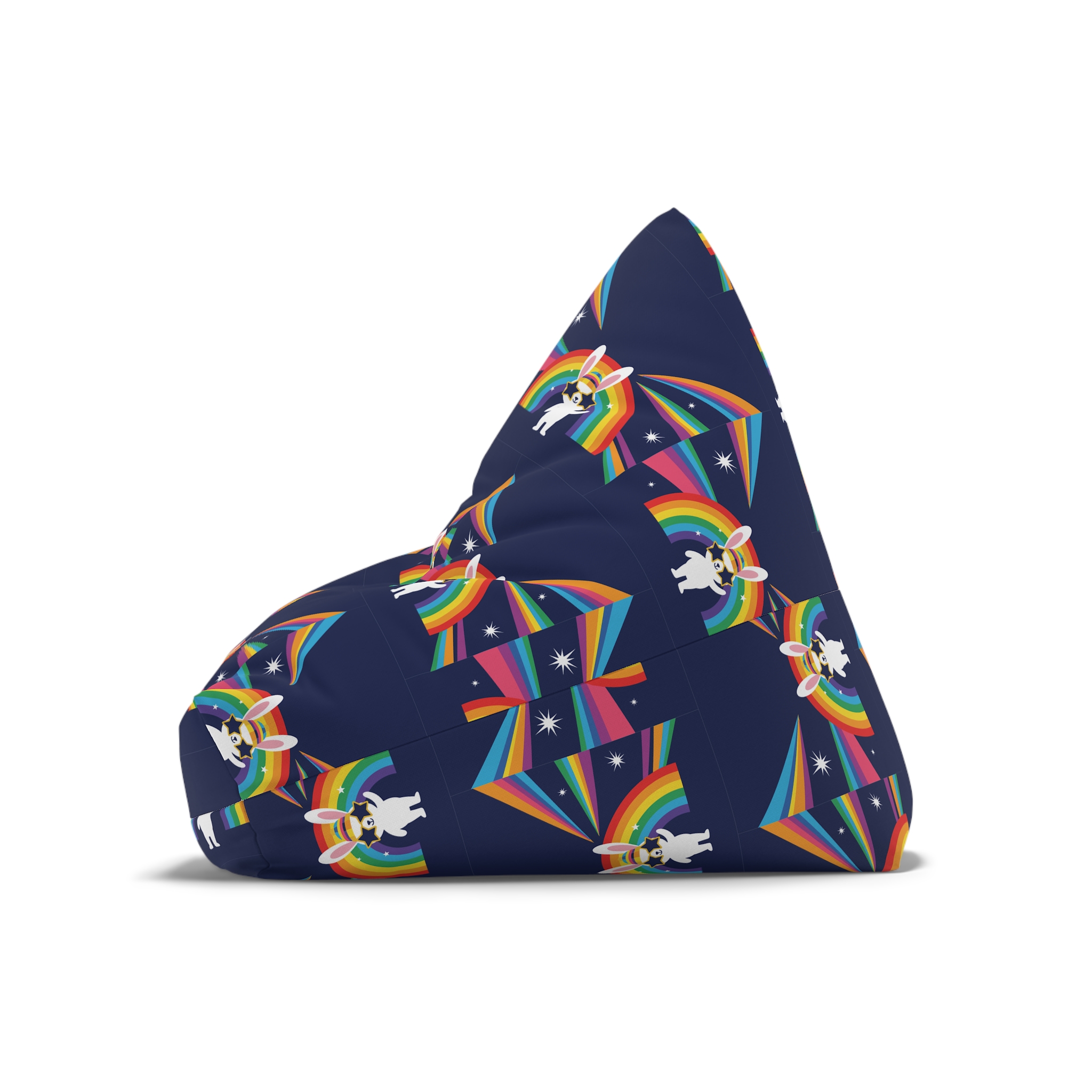 Happy Bunny With Rainbow Stars Bean Bag Chair Cover - Image 8