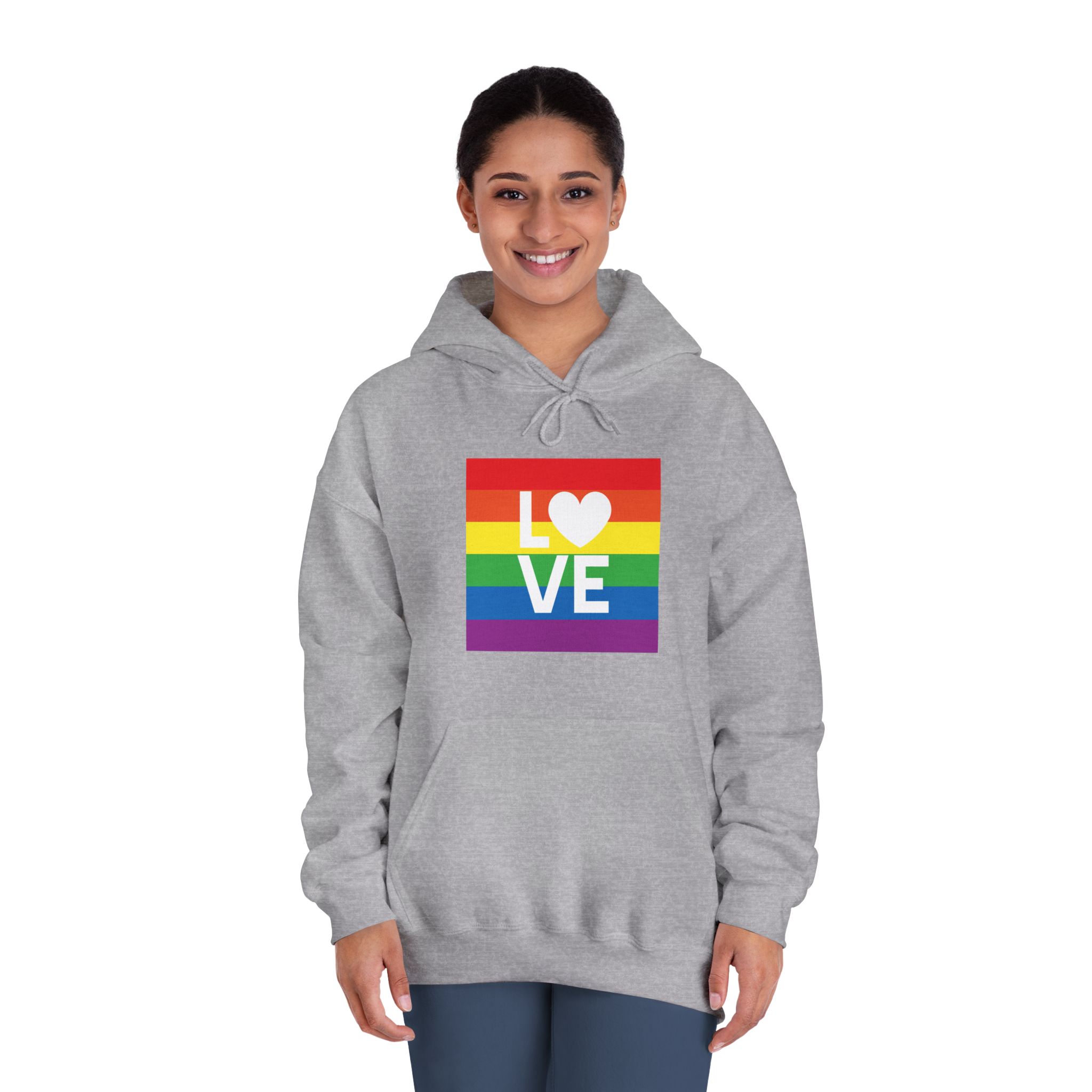 Love Lgbt Heart Squere White Unisex Dryblend Hooded Sweatshirt - Image 16