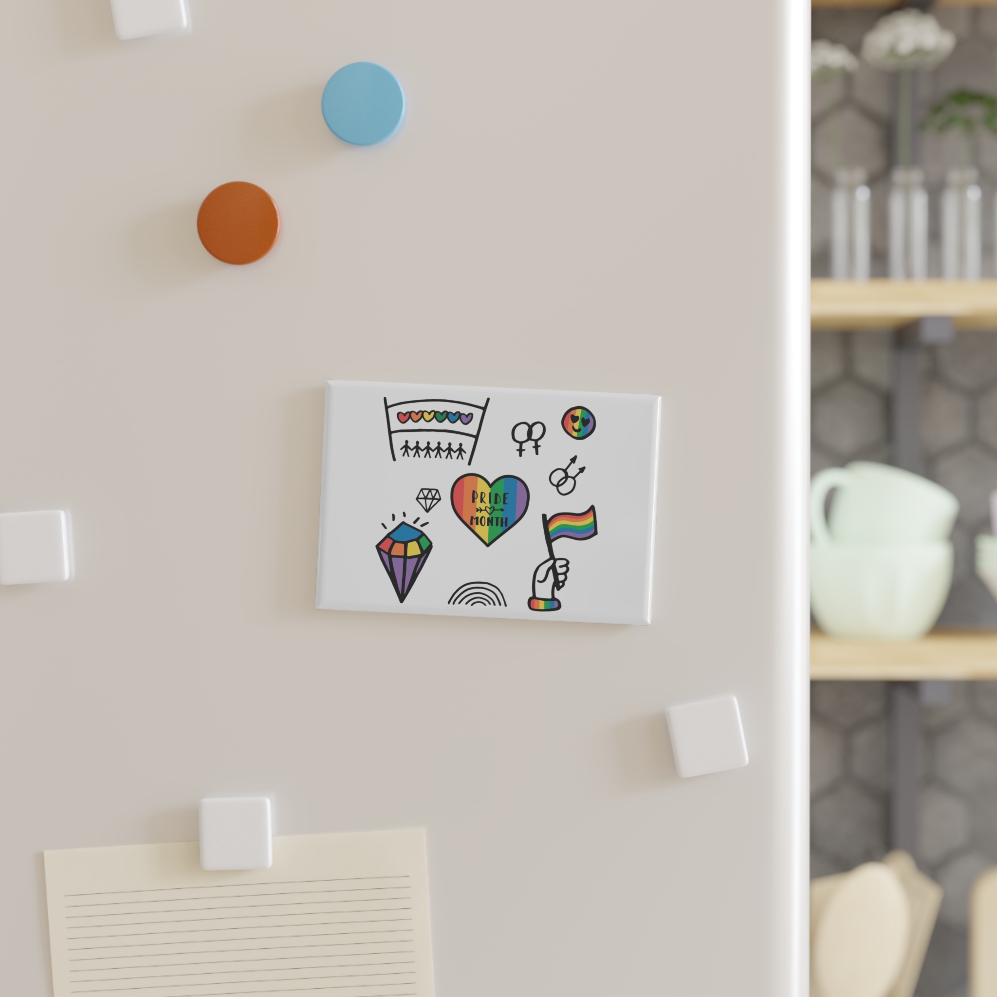 Lgbt Doodle Set Rainbow Flag Pride Month Vector Illustration Button Magnet Rectangle 1 And 10 Pcs - Image 7