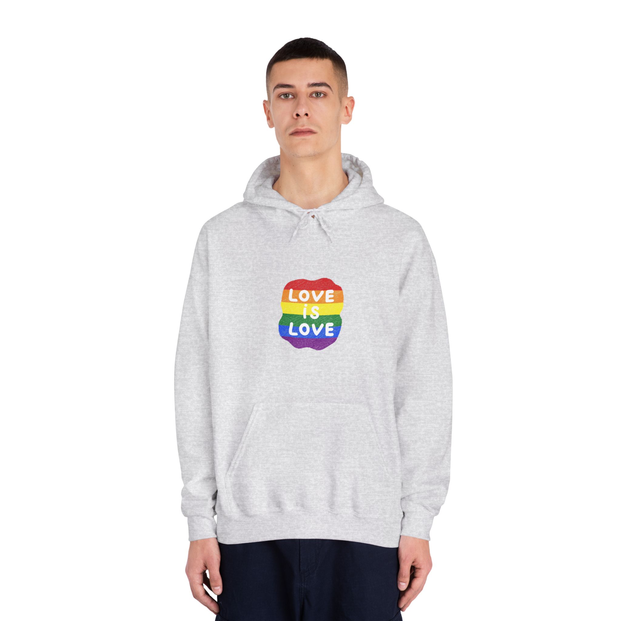Love Is Love Lgbtq Pride Rainbow Poster Slogan Unisex Dryblend Hooded Sweatshirt - Image 7