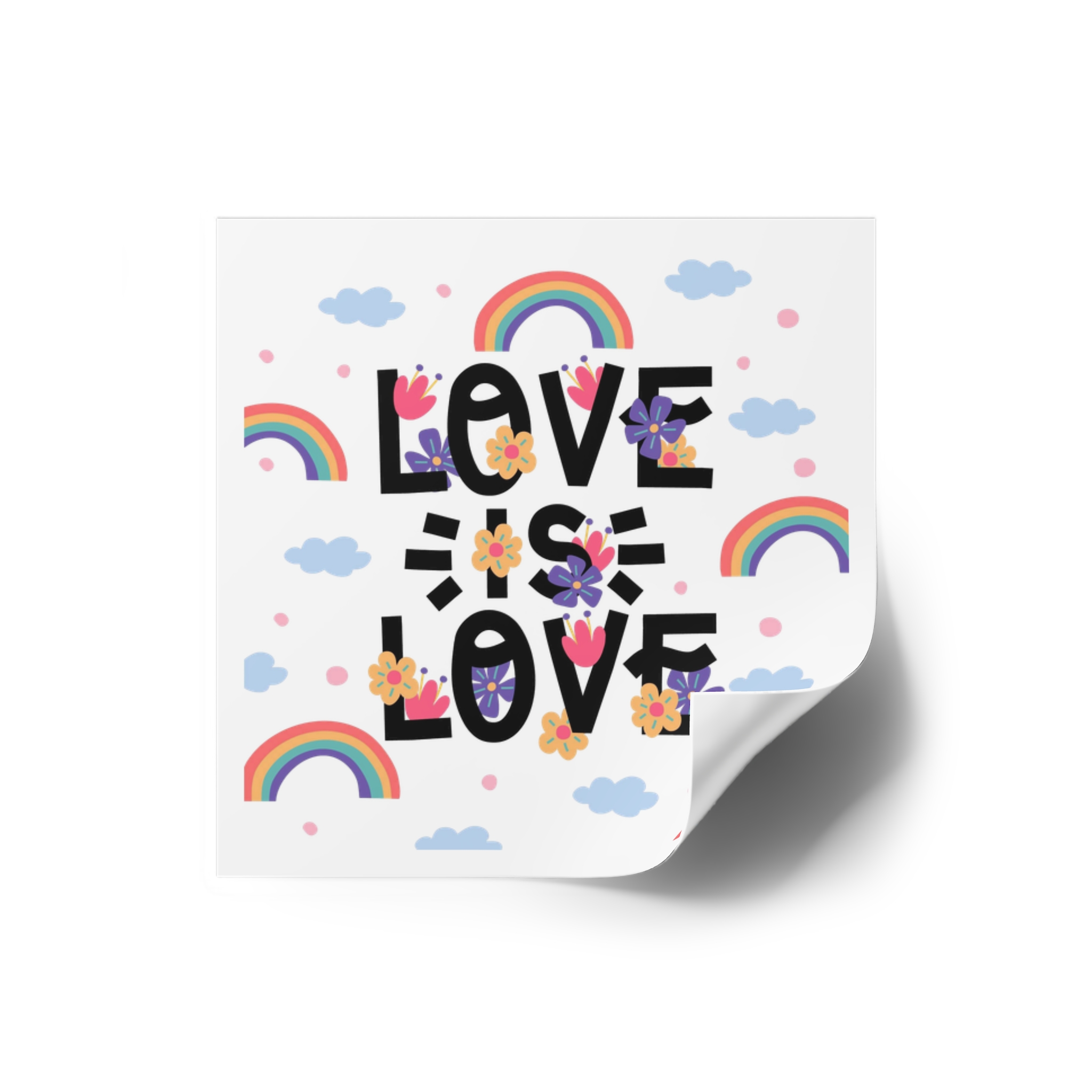 Pride Day Lettering With Rainbows Flowers Laminate Stickers Square - Image 10