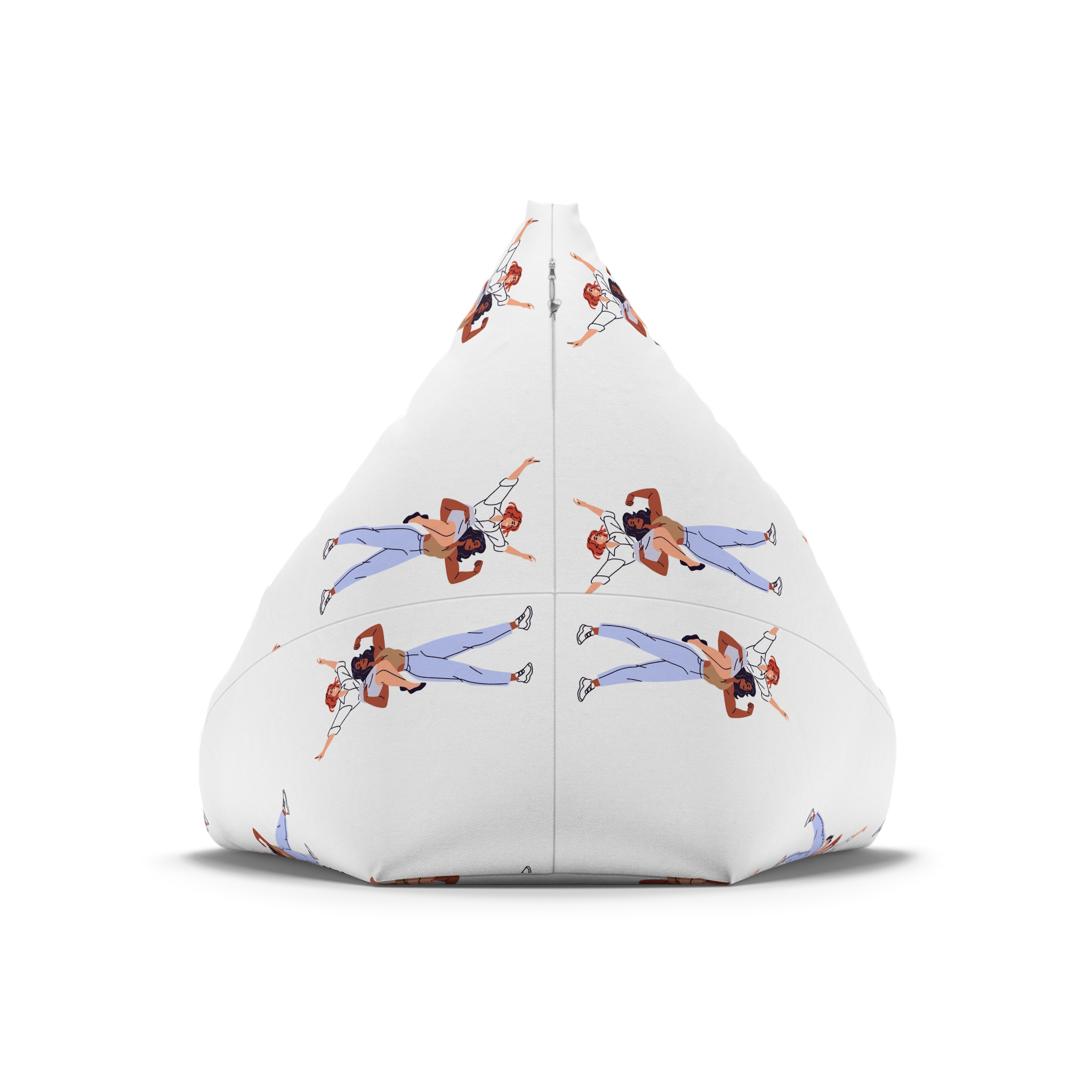 Happy Feminists Celebrate Success Winning Diverse Women Cheer Hands Up Support Feminism Strong Girl Holds Her Friend Shoulder Flat Isolated Vector Illustration White Background Bean Bag Chair Cover - Image 6