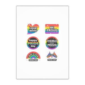 Set Rainbow Pride Labels Gift Wrapping Paper Sheets 1pc