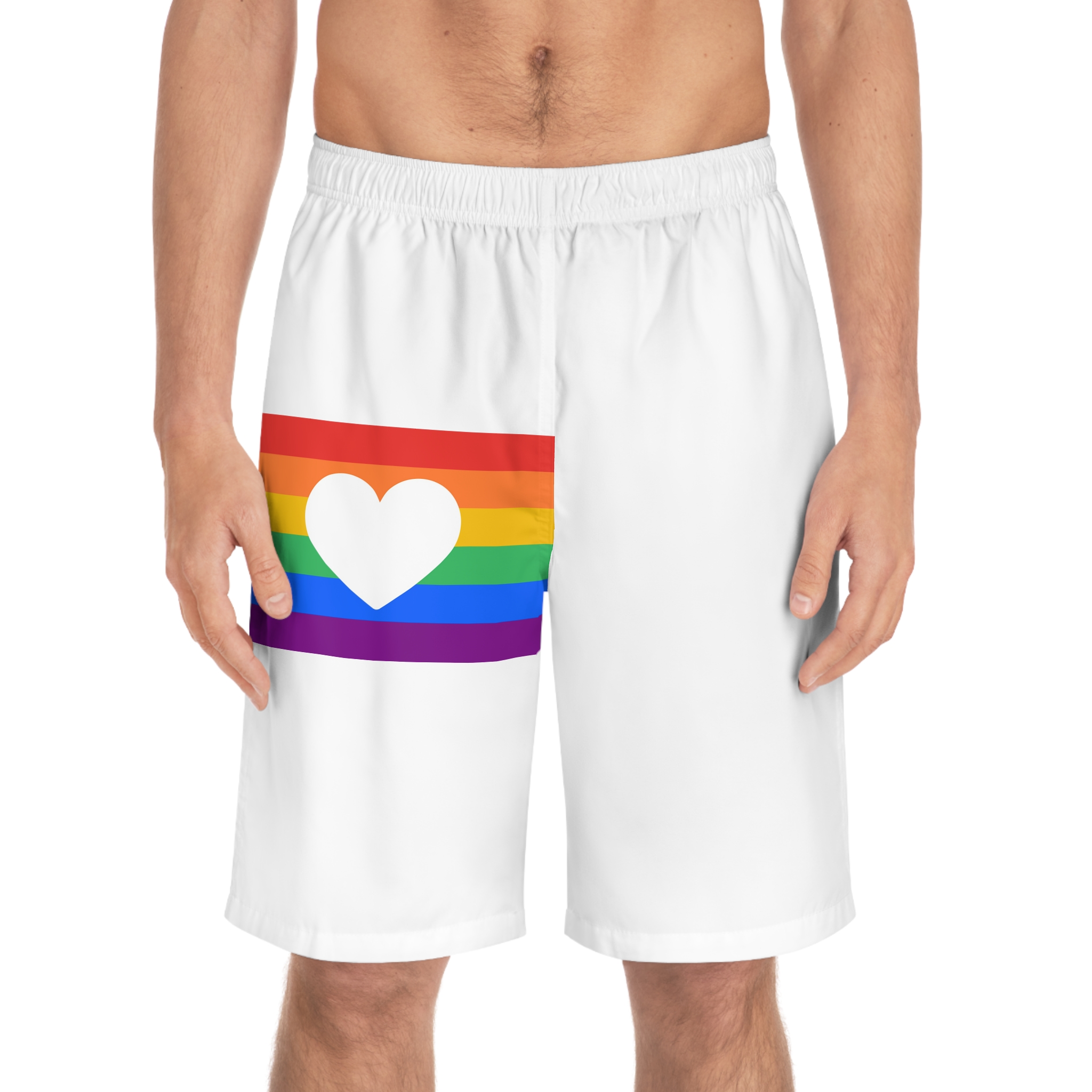 Poster Banner Rainbow Flag Mens Board Shorts Aop - Image 3