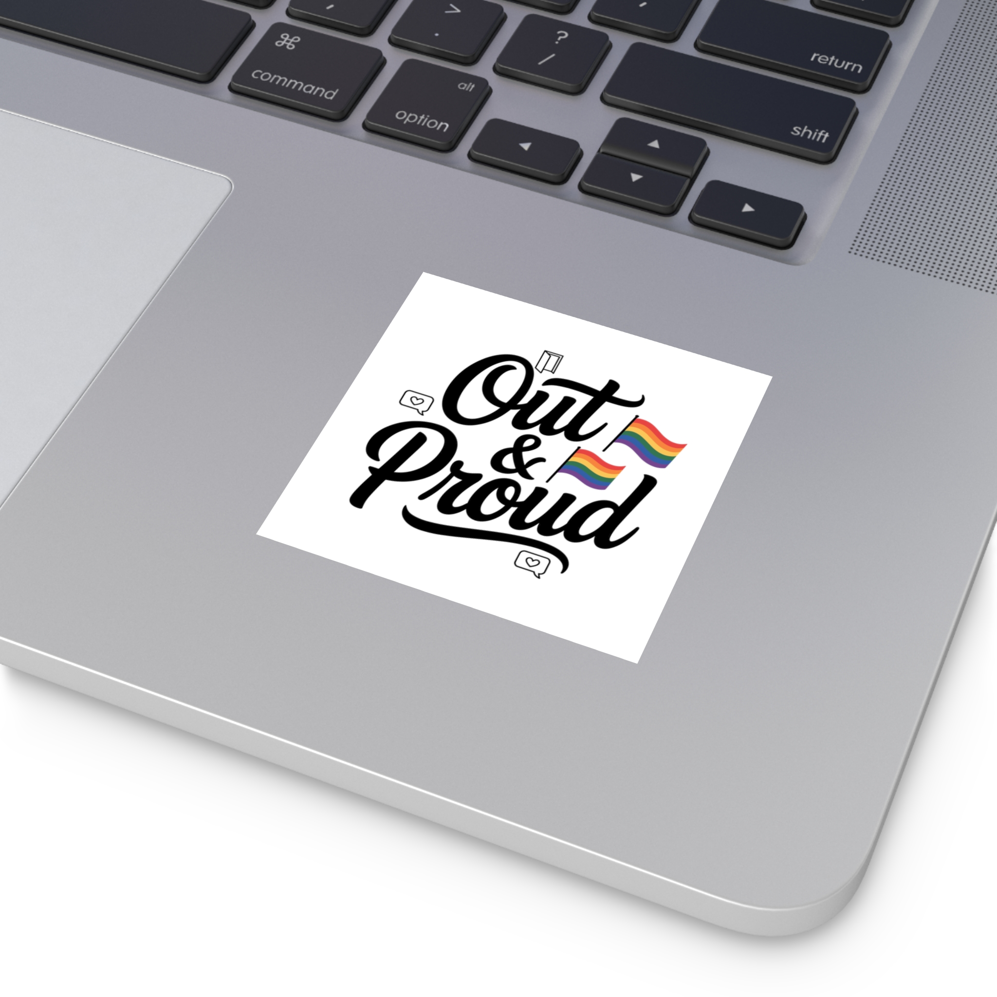 Out Proud T Shirt Design Isolated White Background1 Laminate Stickers Square - Image 15