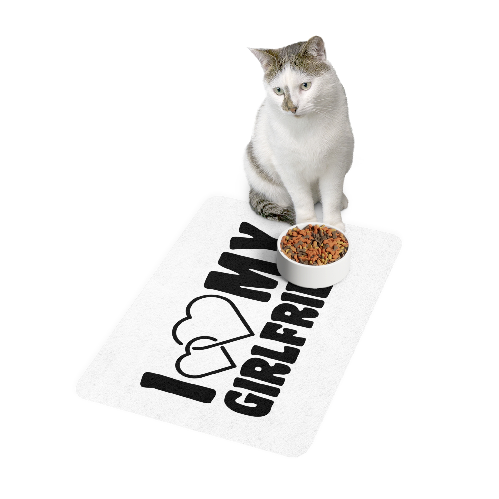 I Love My Girlfriend Iheart My Girlfriend Pet Food Mat 12x18 - Image 3