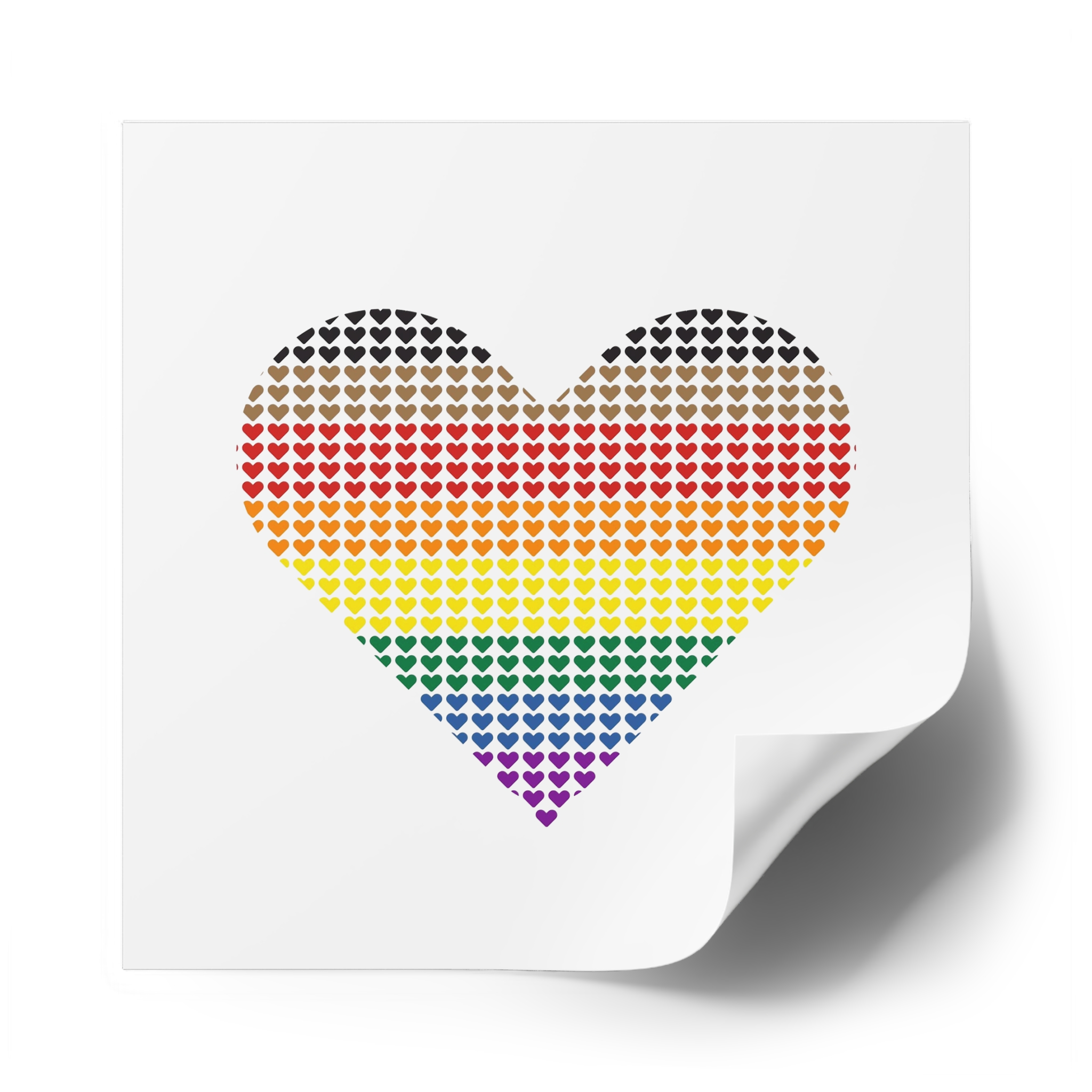 Pride Flag Heart Shape Icon With Heart Pattern Inside Heart Symbol With Black Brown Stripes Laminate Stickers Square - Image 62
