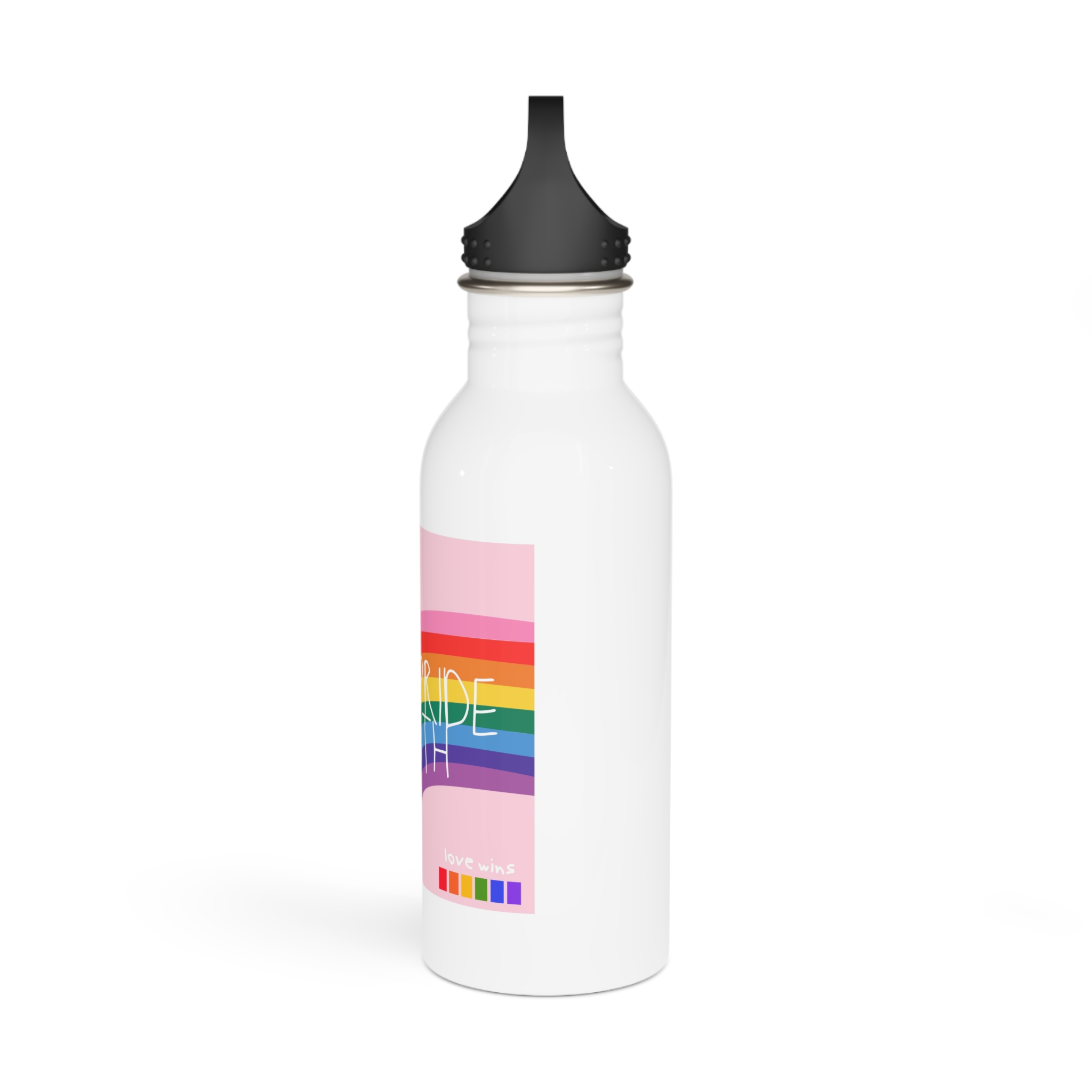 Cute Simple Banner Pride Month Symbols Pride Month With Lgbtq Flag Colours Stainless Steel Water Bottle - Image 4