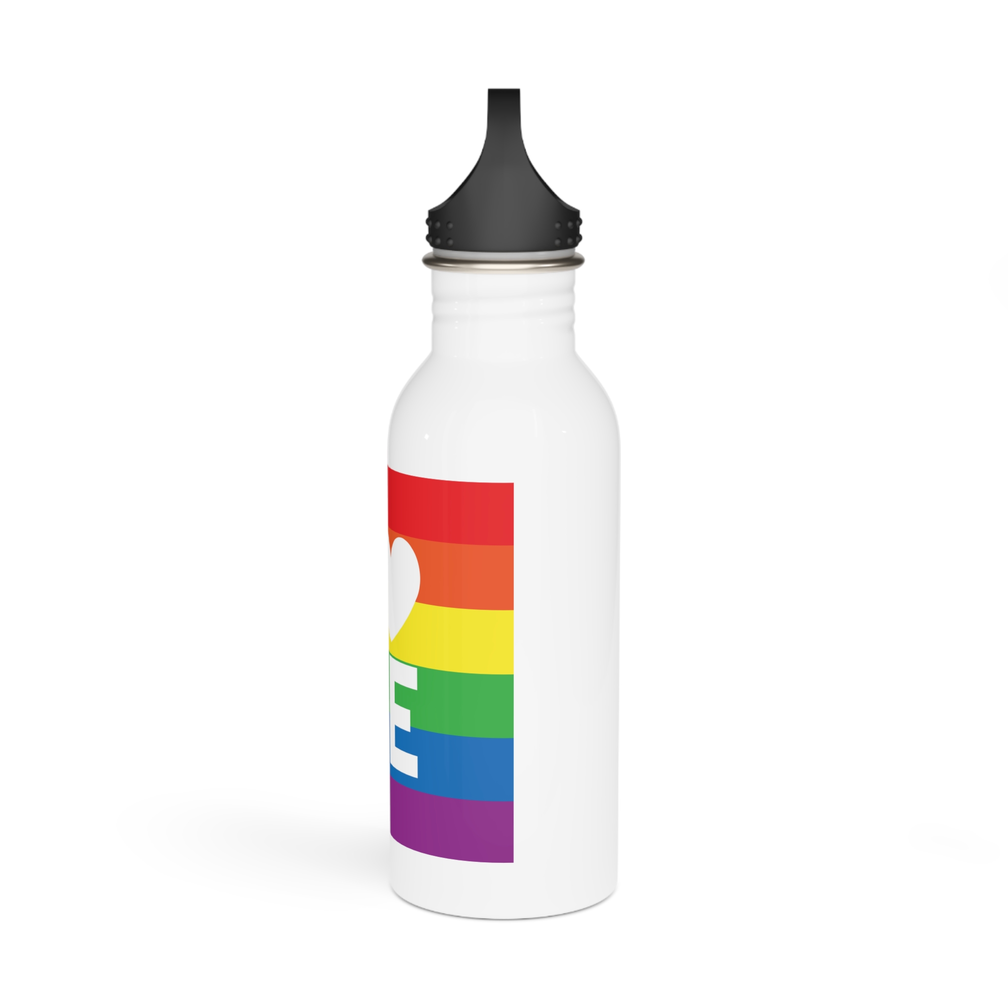 Love Lgbt Heart Squere White Stainless Steel Water Bottle - Image 4