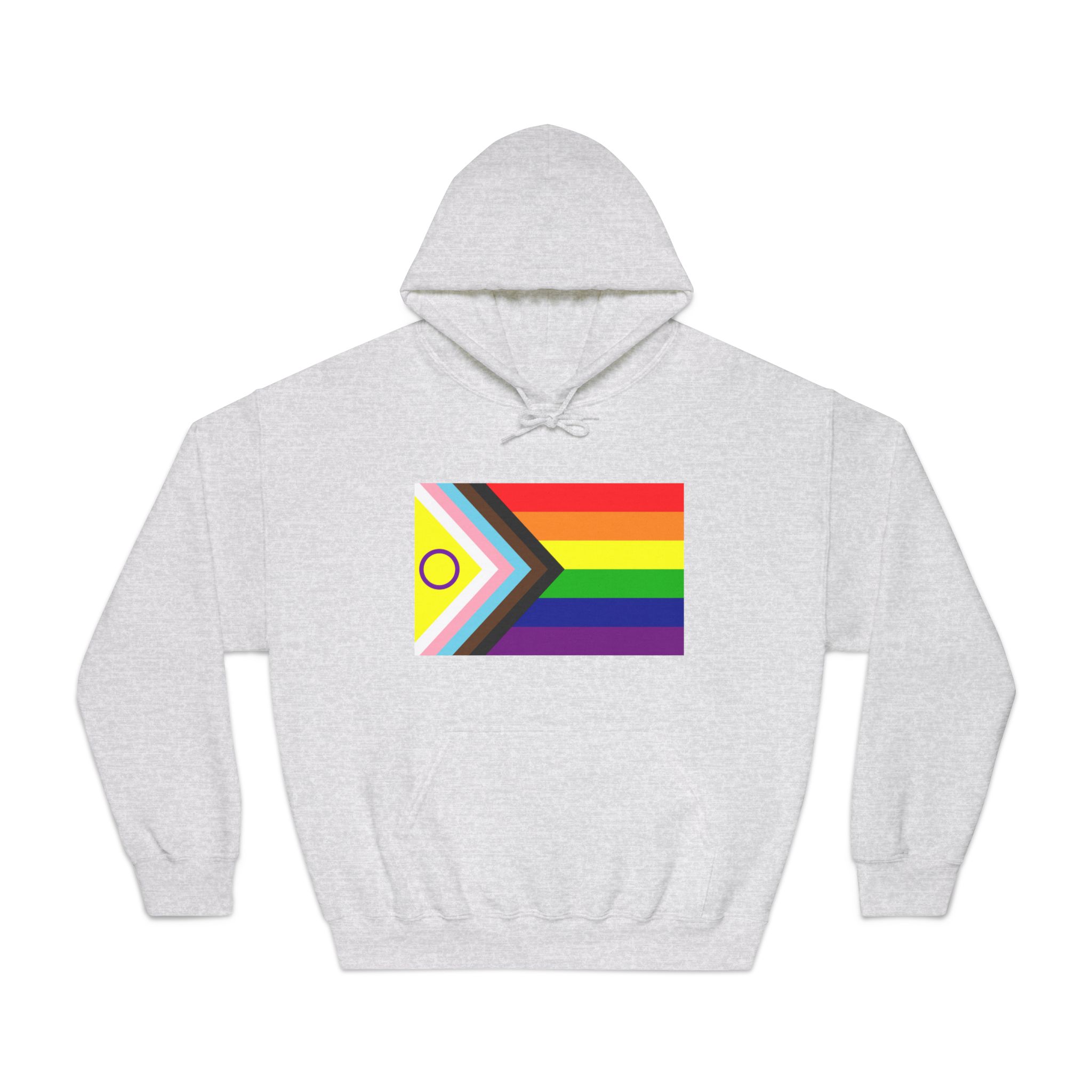 Lgbtq Pride Flag New Lgbtq Pride Flag Vector Updated Intersex Inclusive Progress Pride Flag Unisex Dryblend Hooded Sweatshirt - Image 5