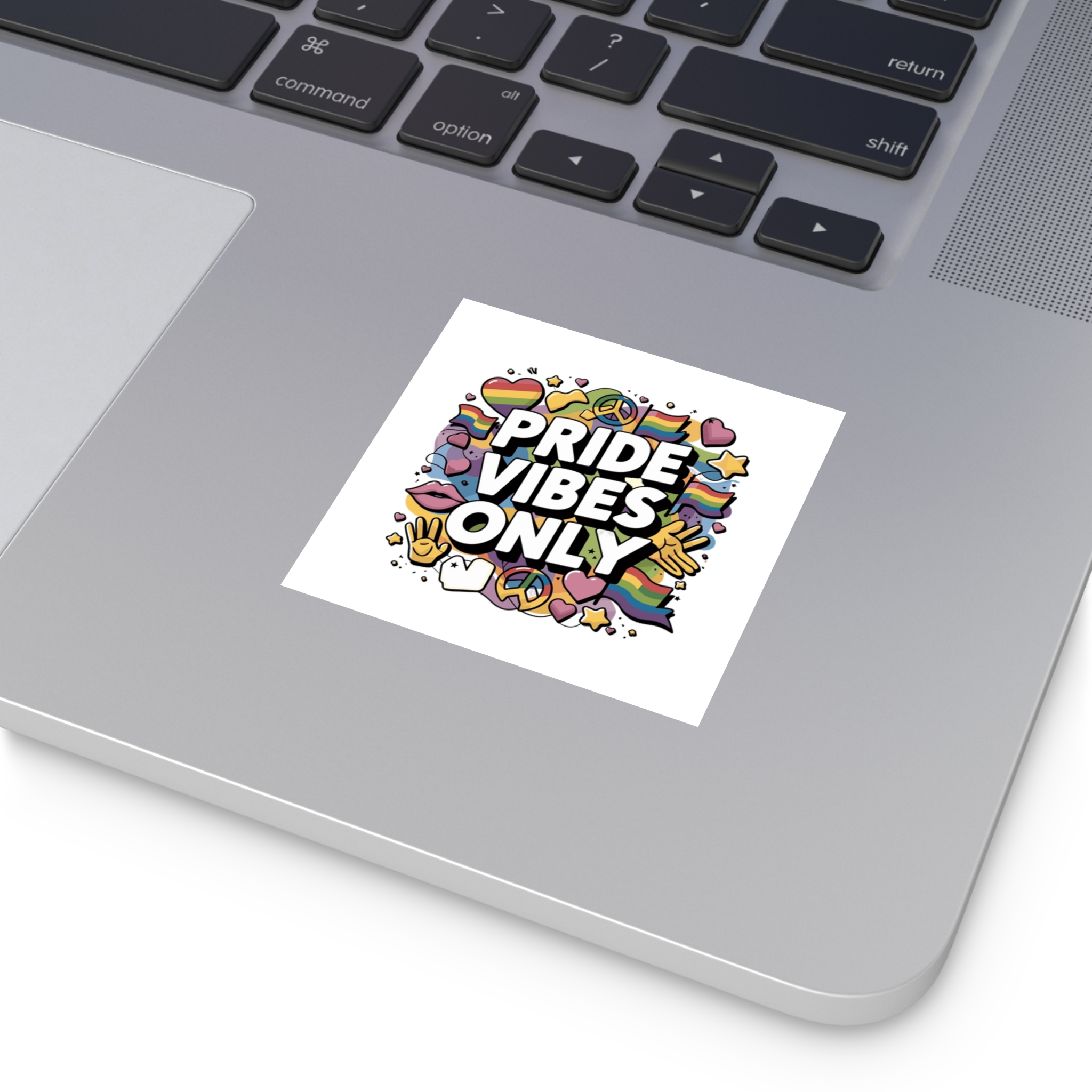 Pride Vibes Only T Shirt Design Isolated White Background Laminate Stickers Square - Image 7