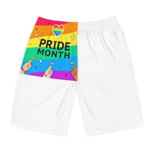 Pride Month Greeting Card Vector Illustration Hand Symbol Mini Heart Rainbow Flag Mens Board Shorts Aop