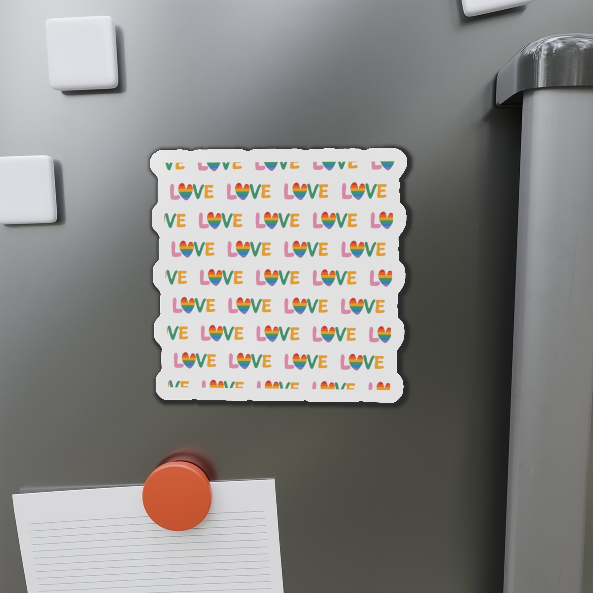 Rainbow Love Lettering Seamless Pattern Happy Pride Minimalistic Background With Simple Text Die Cut Magnets - Image 11
