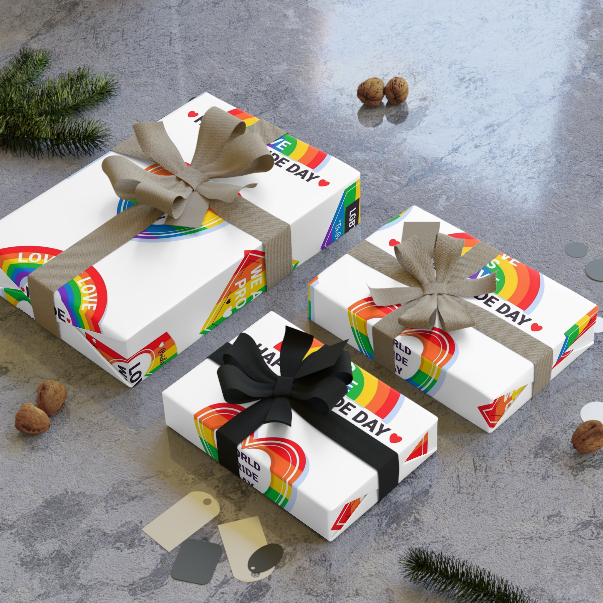 Pride Day Labels Concept Gift Wrapping Paper Rolls 1pc - Image 4