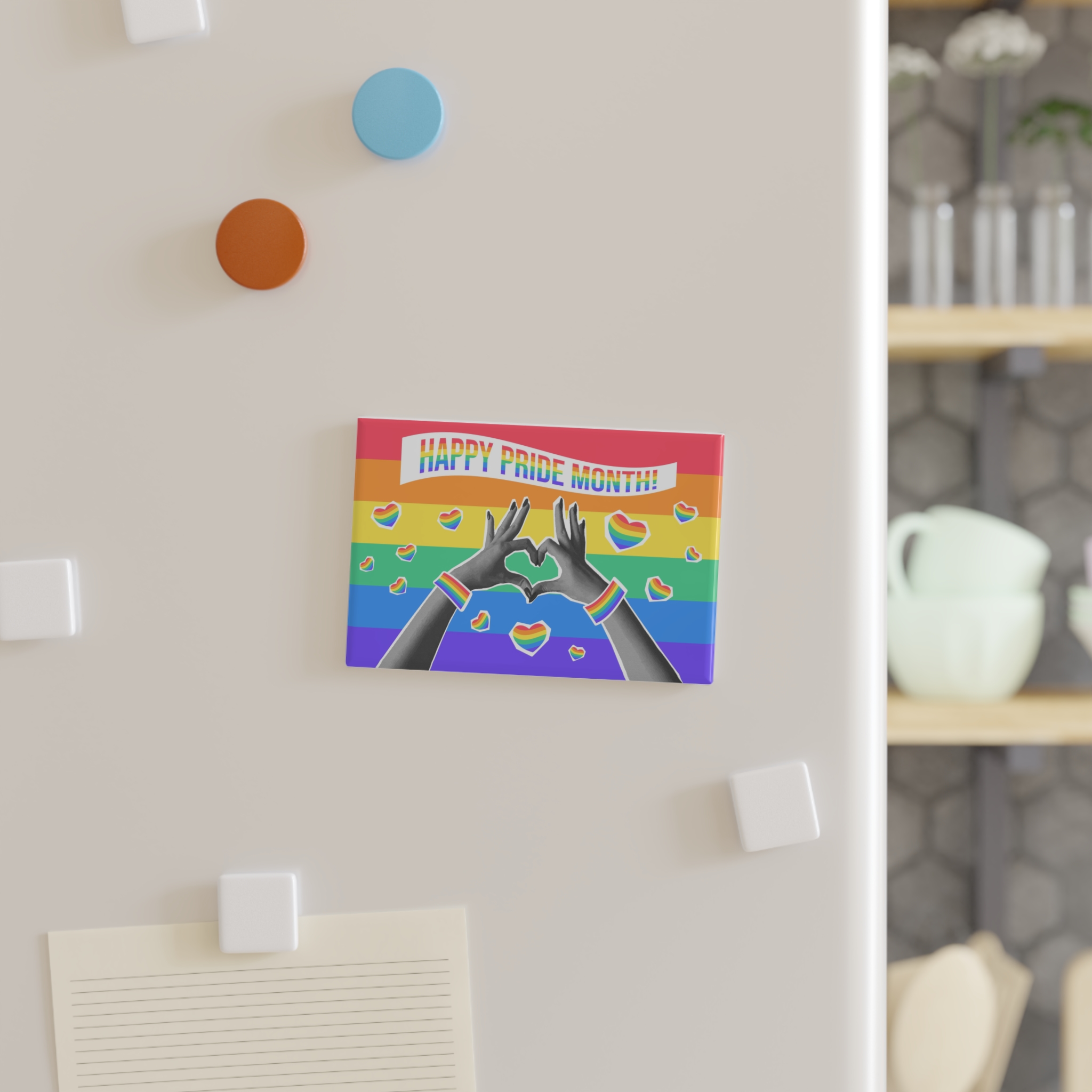 Lgbtq Pride Month Card Y2k Style Trendy Retro Collage Halftone Hands Button Magnet Rectangle 1 And 10 Pcs - Image 3